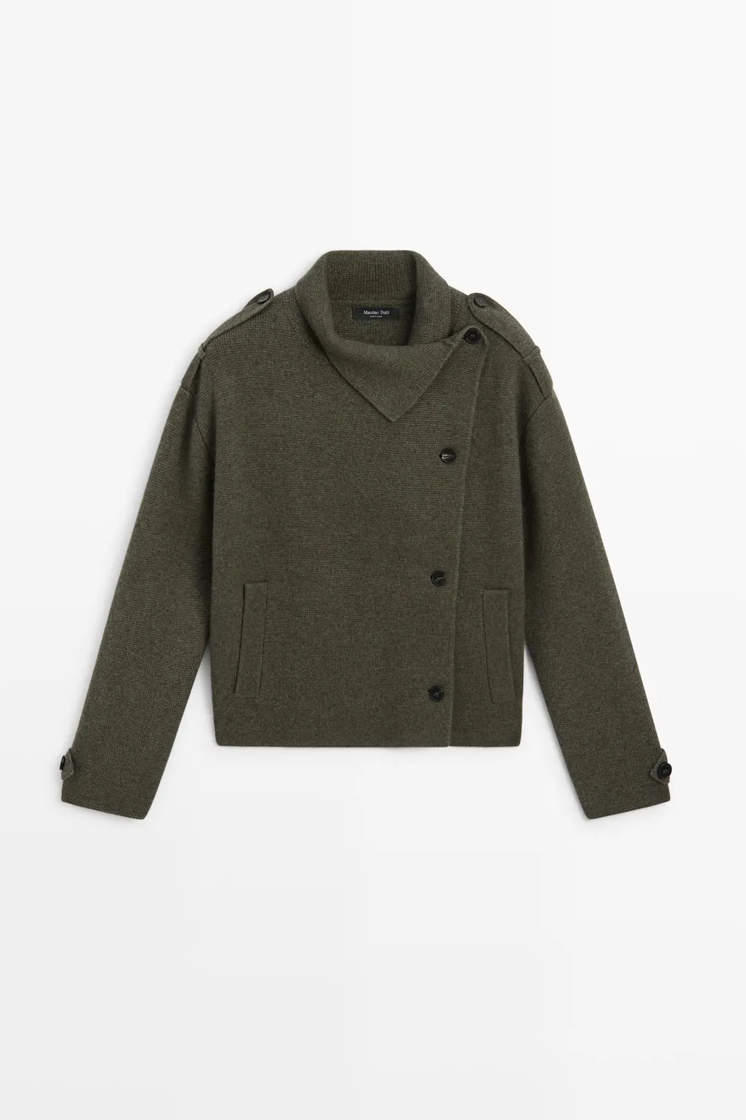 Жакет вязаный двубортный из смесовой шерсти, Massimo Dutti