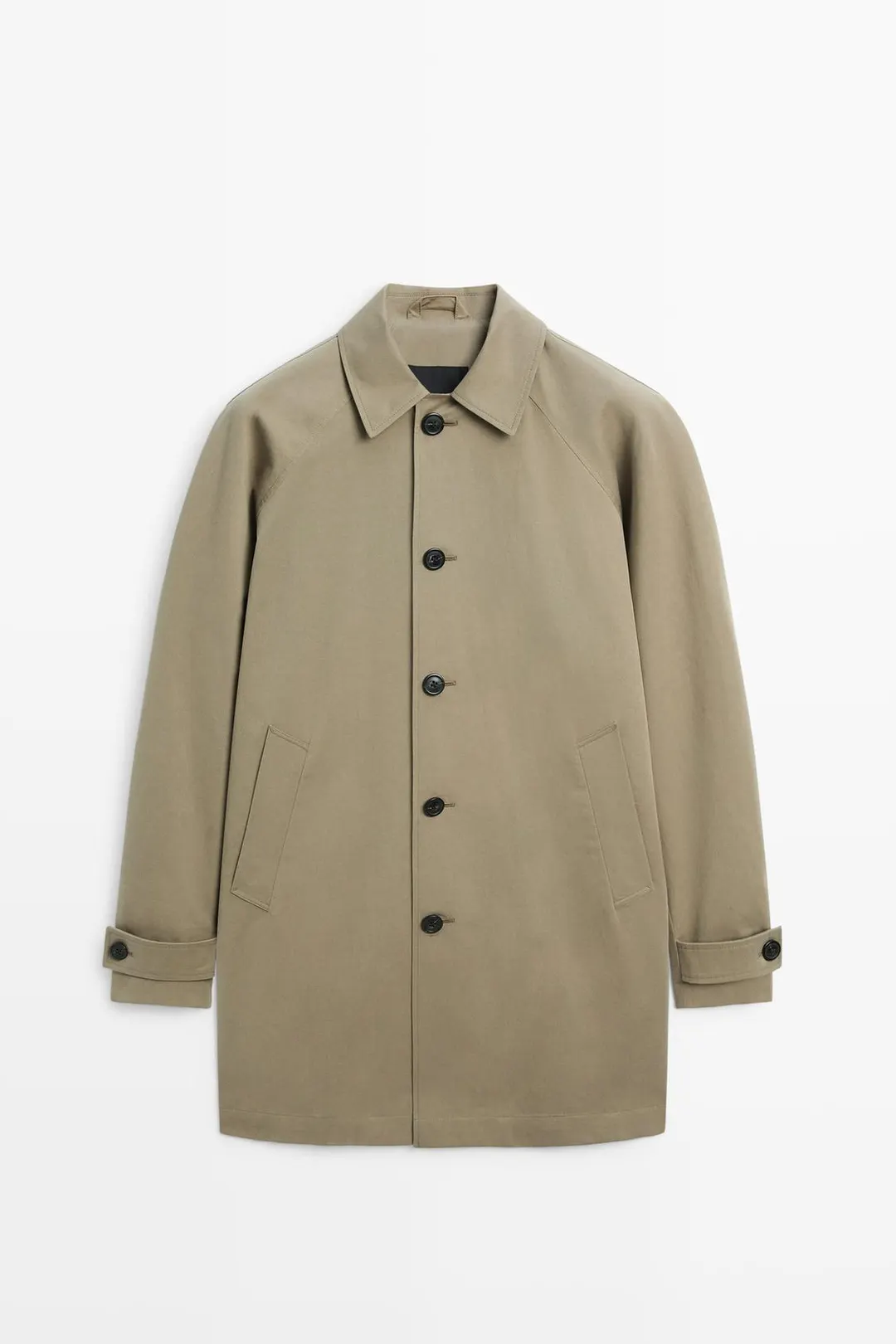 Длинный тренч оверсайз из 100% хлопка, Massimo Dutti