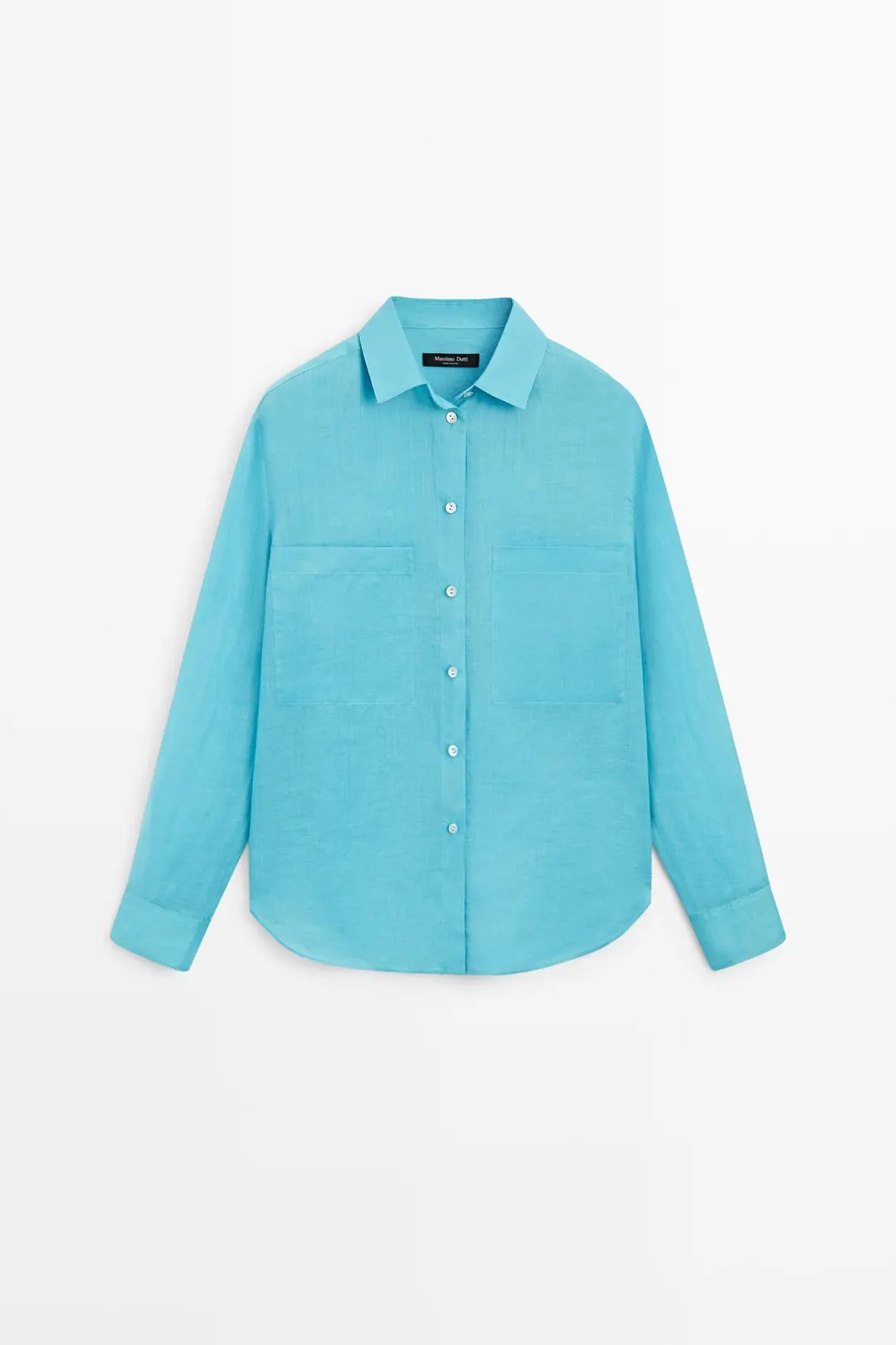 Струящаяся рубашка из 100% рами с карманом, Massimo Dutti