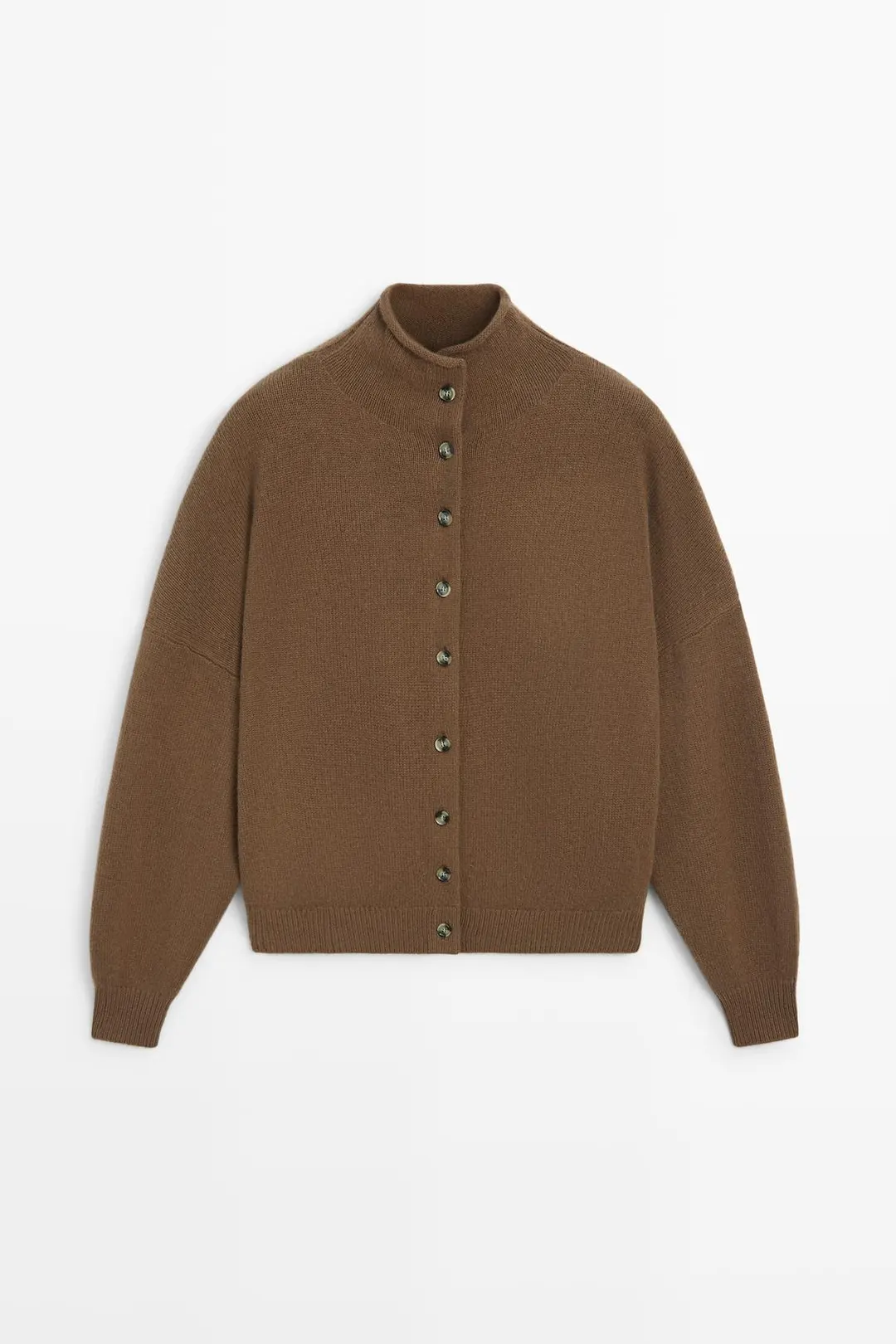 Кардиган из шерсти и кашемира с воротником-стойкой, Massimo Dutti