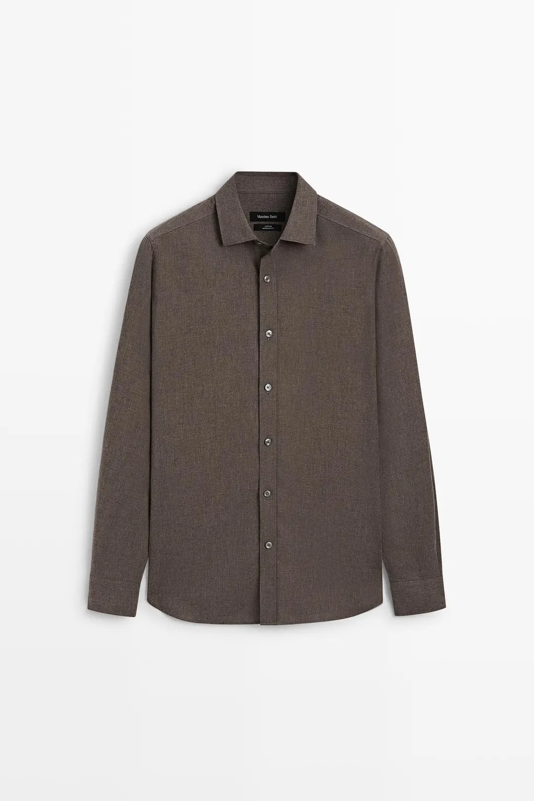 Рубашка прямого кроя из меланжевой саржи из 100% хлопка, Massimo Dutti