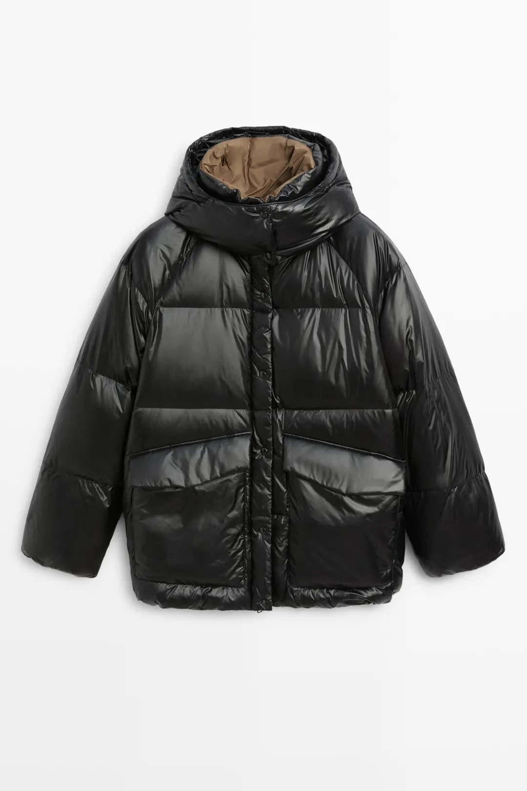 Пуховик с контрастной подкладкой, Massimo Dutti