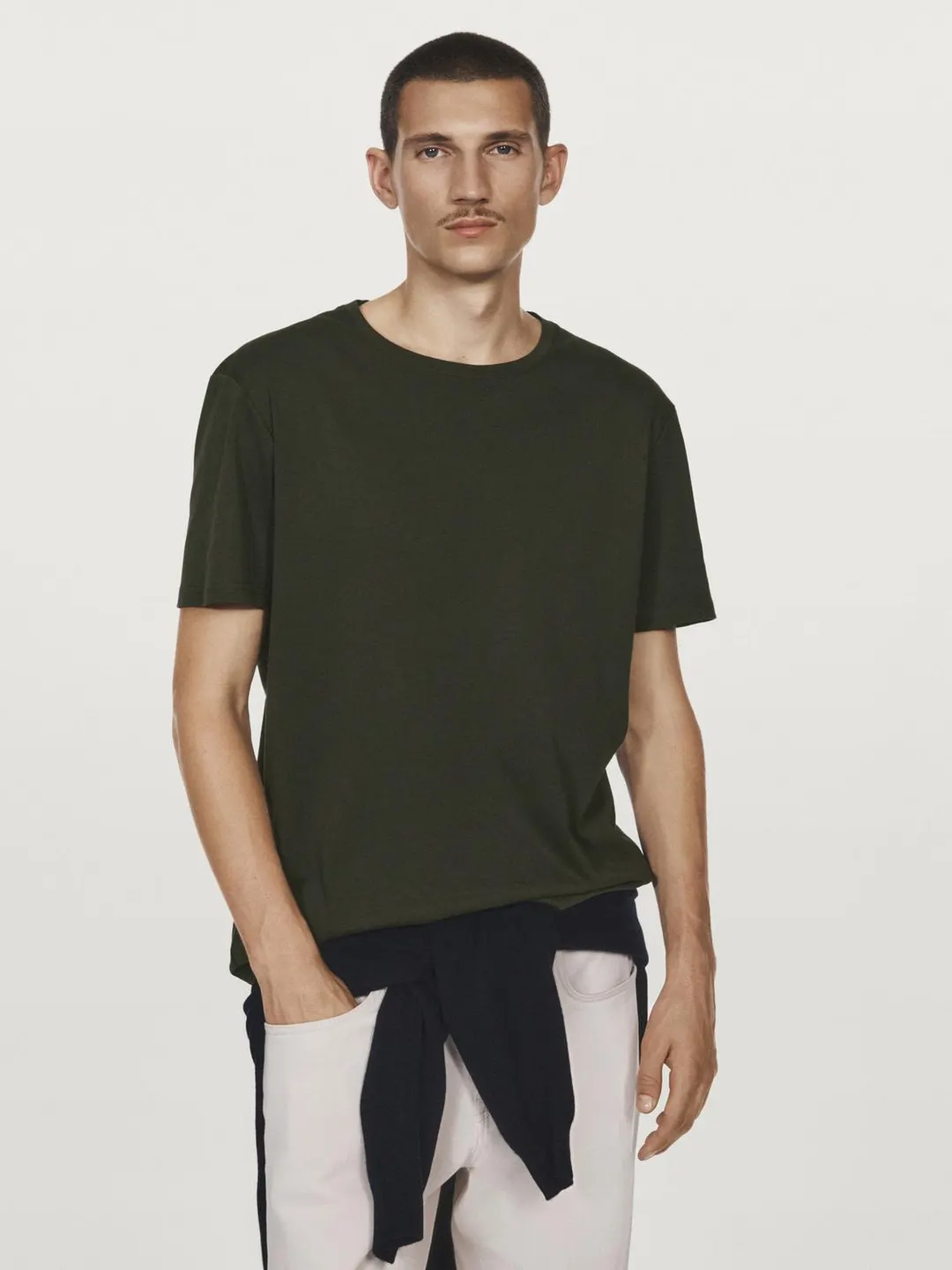 Облегающая футболка из 100% мерсеризованного хлопка, Massimo Dutti