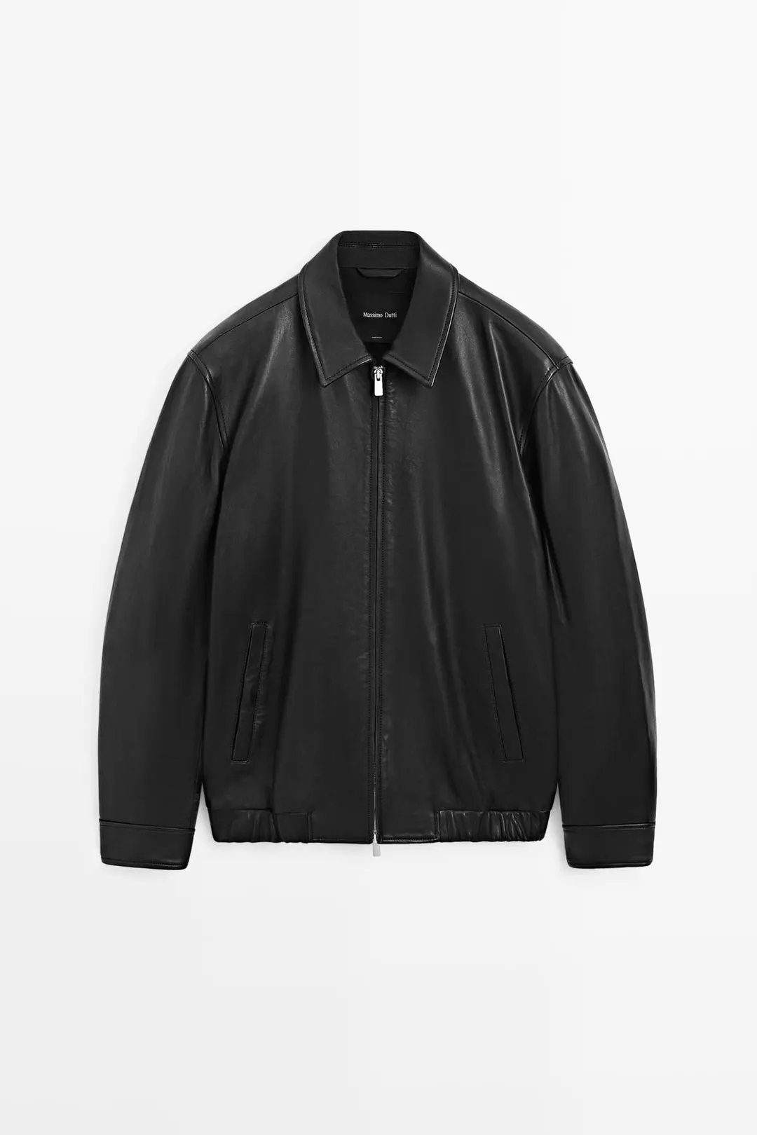 Куртка с воротником из кожи наппа, Massimo Dutti