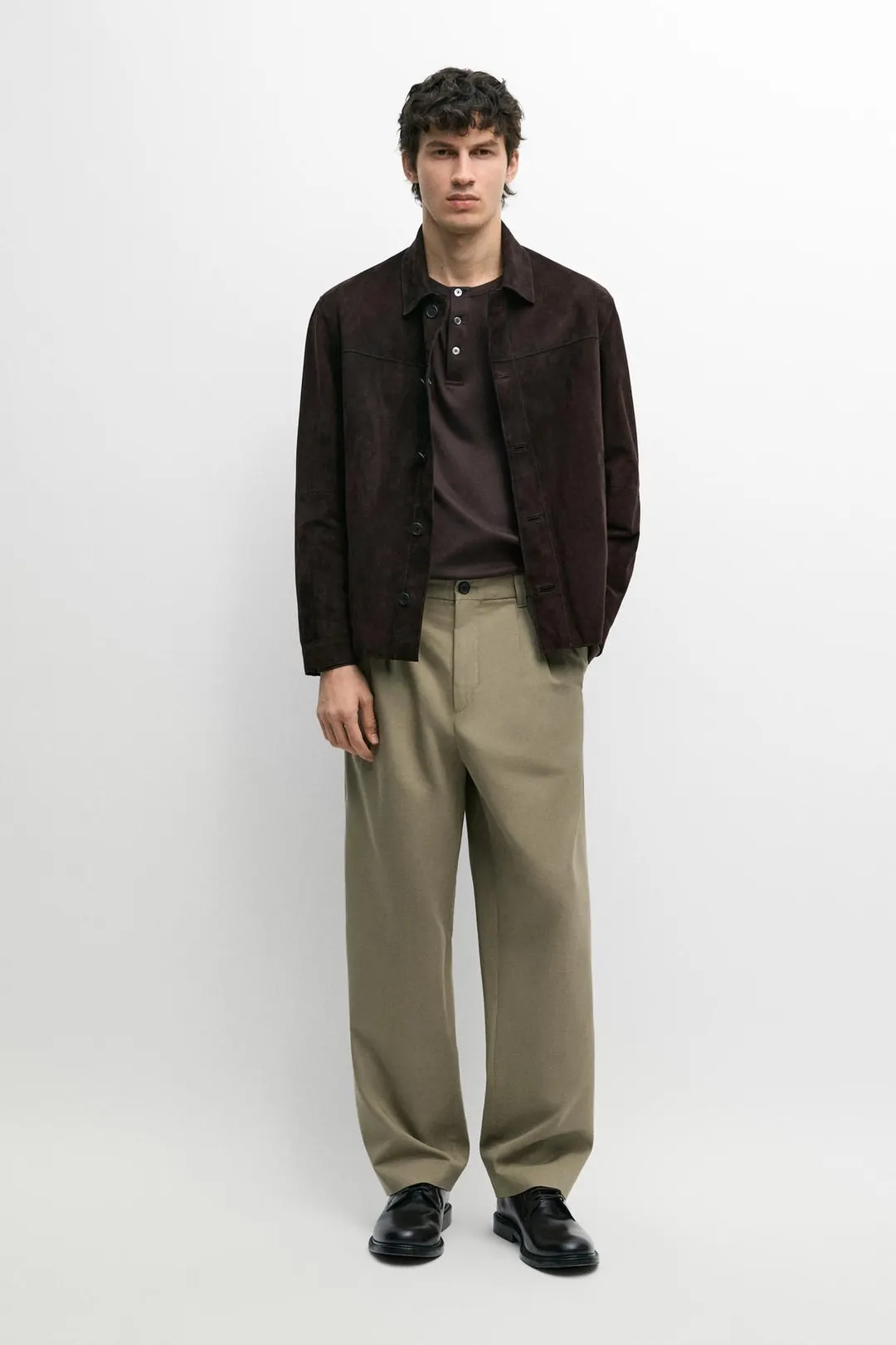 Брюки с двойными защипами из 100% хлопка, Massimo Dutti