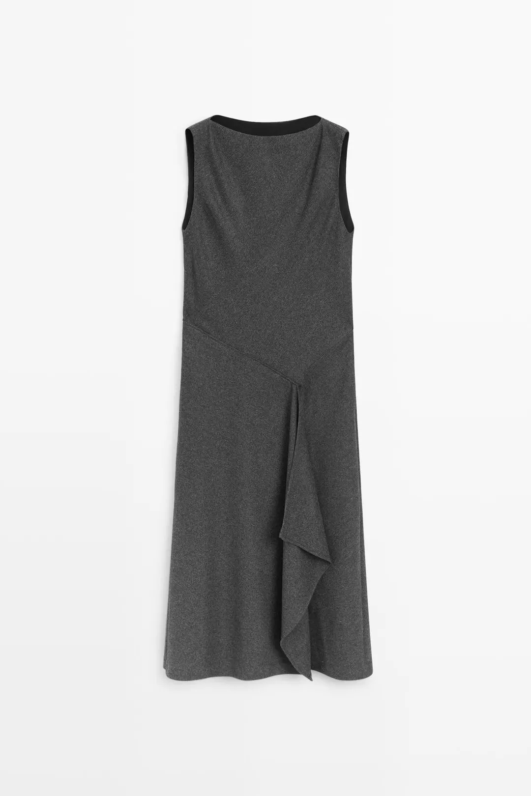 Платье миди асимметричное с драпировкой, Massimo Dutti