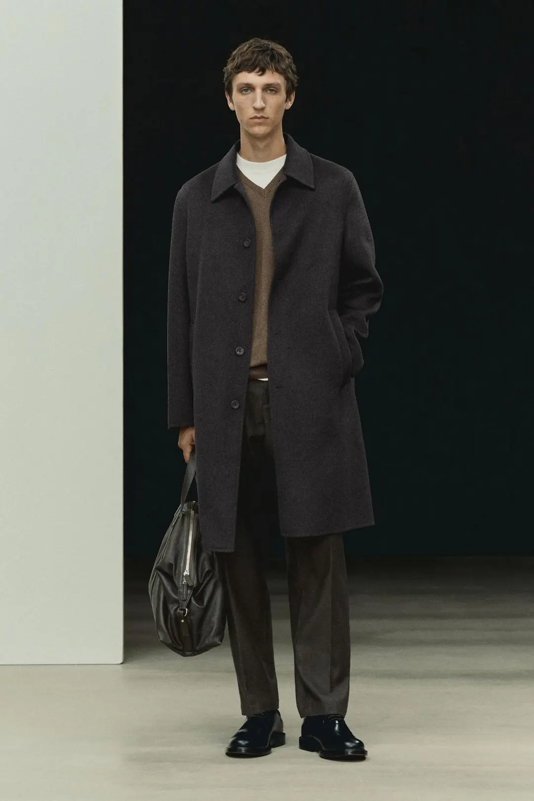 Длинное пальто из смесовой шерсти, Massimo Dutti
