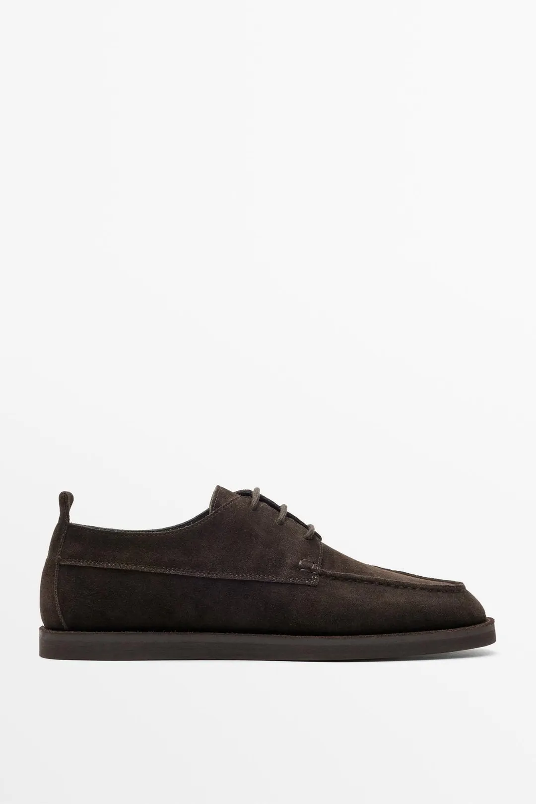 Туфли из прошитого замшевого спилка, Massimo Dutti