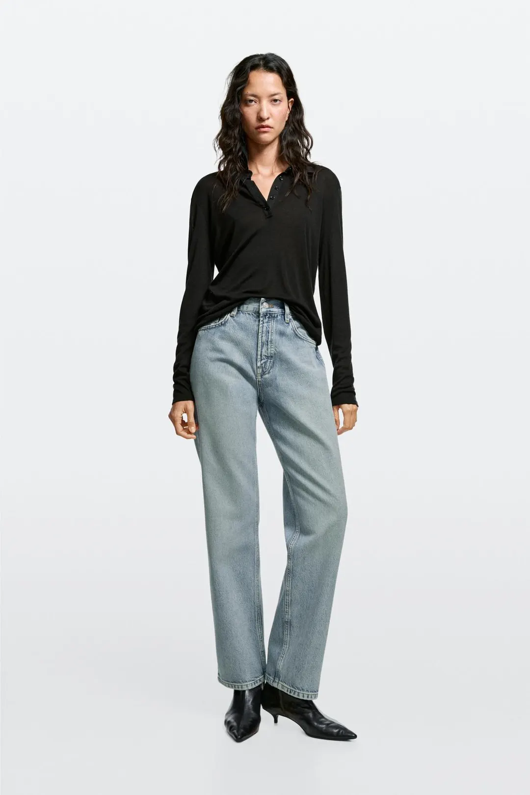 Джинсы прямого кроя с высокой посадкой, Massimo Dutti