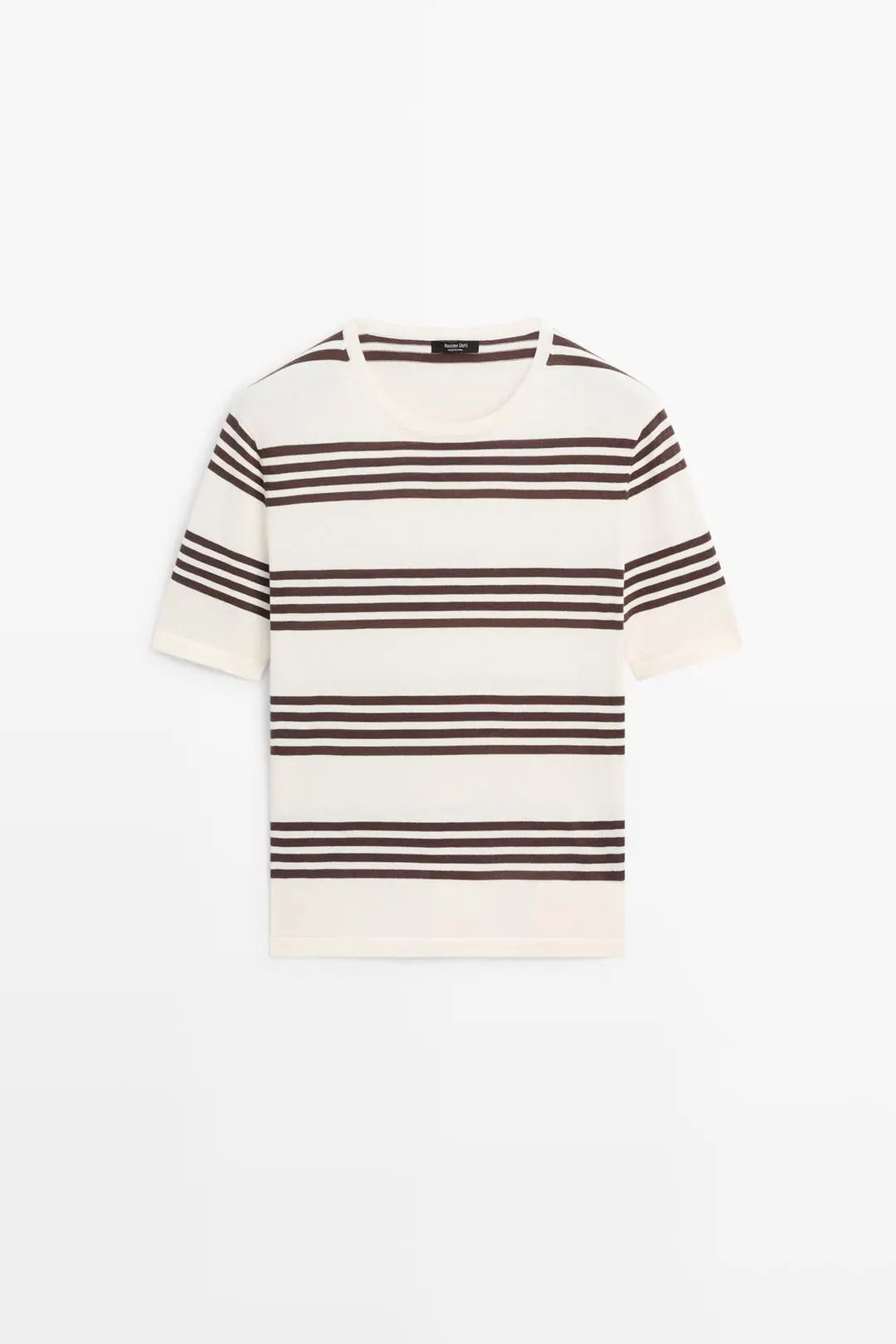 Свитер вязаный в полоску с короткими рукавами, Massimo Dutti