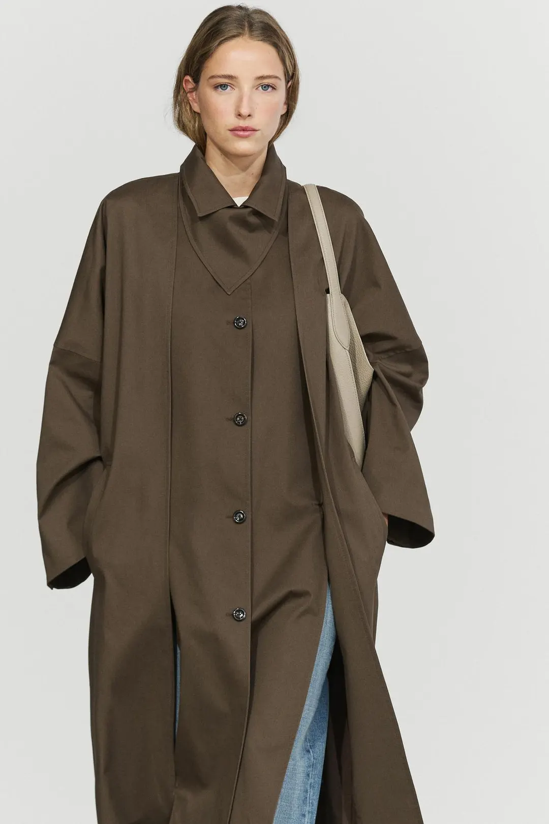 Тренч из смесового хлопка с боковыми разрезами, Massimo Dutti