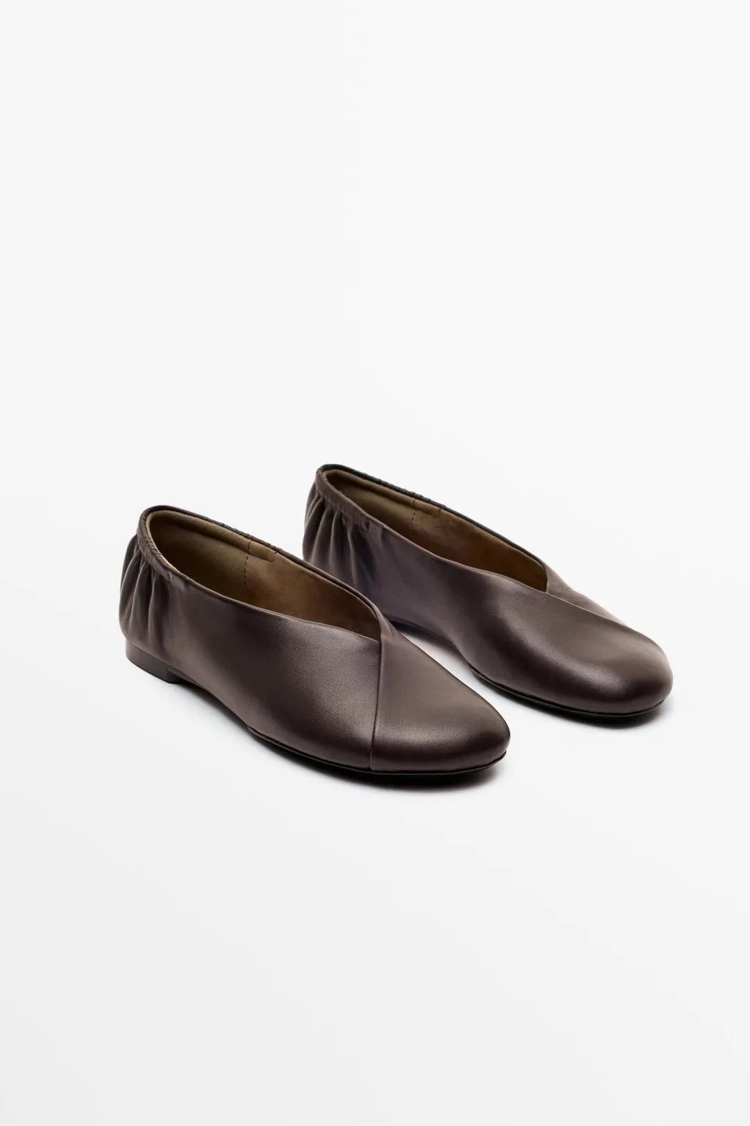 Балетки кожаные с перекрестными ремешками, Massimo Dutti