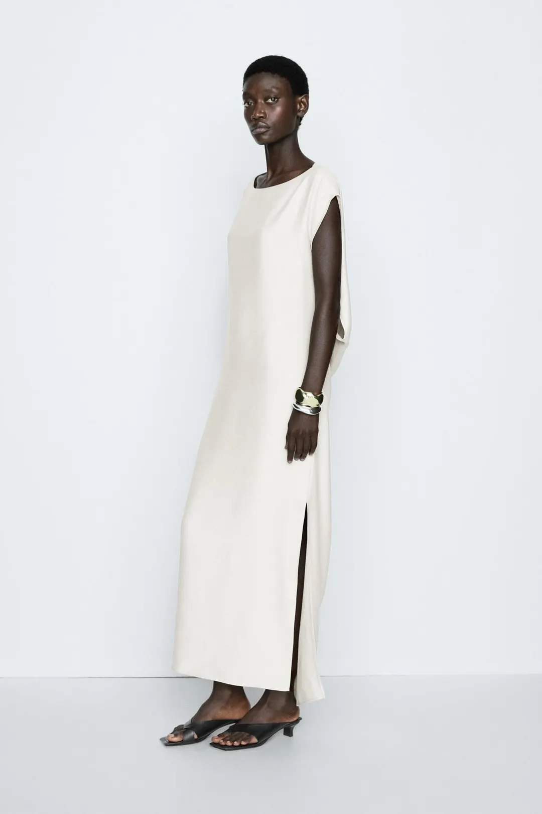 Платье асимметричное с драпировкой - STUDIO, Massimo Dutti