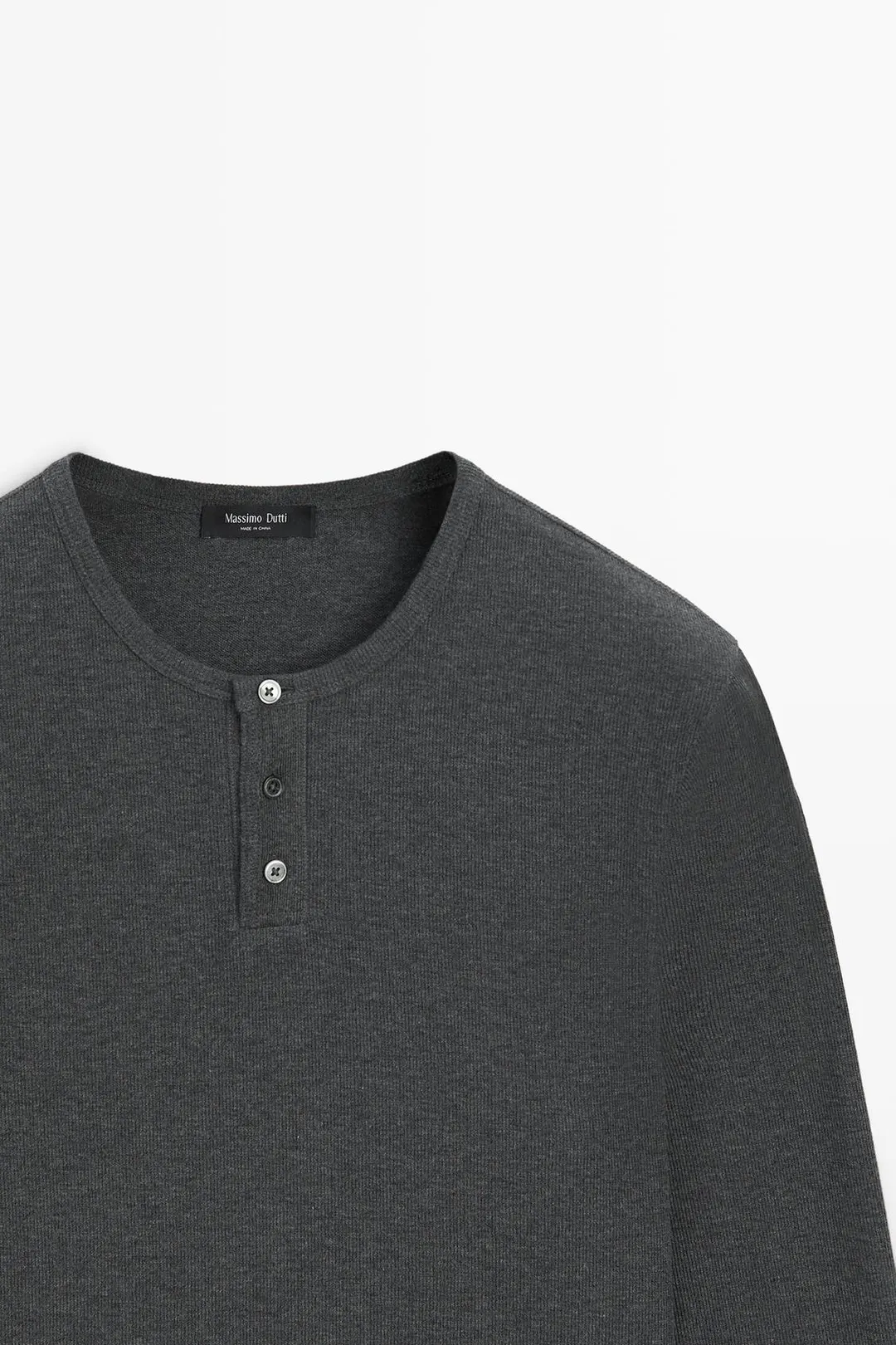 Футболка хенли из смесового хлопка, Massimo Dutti