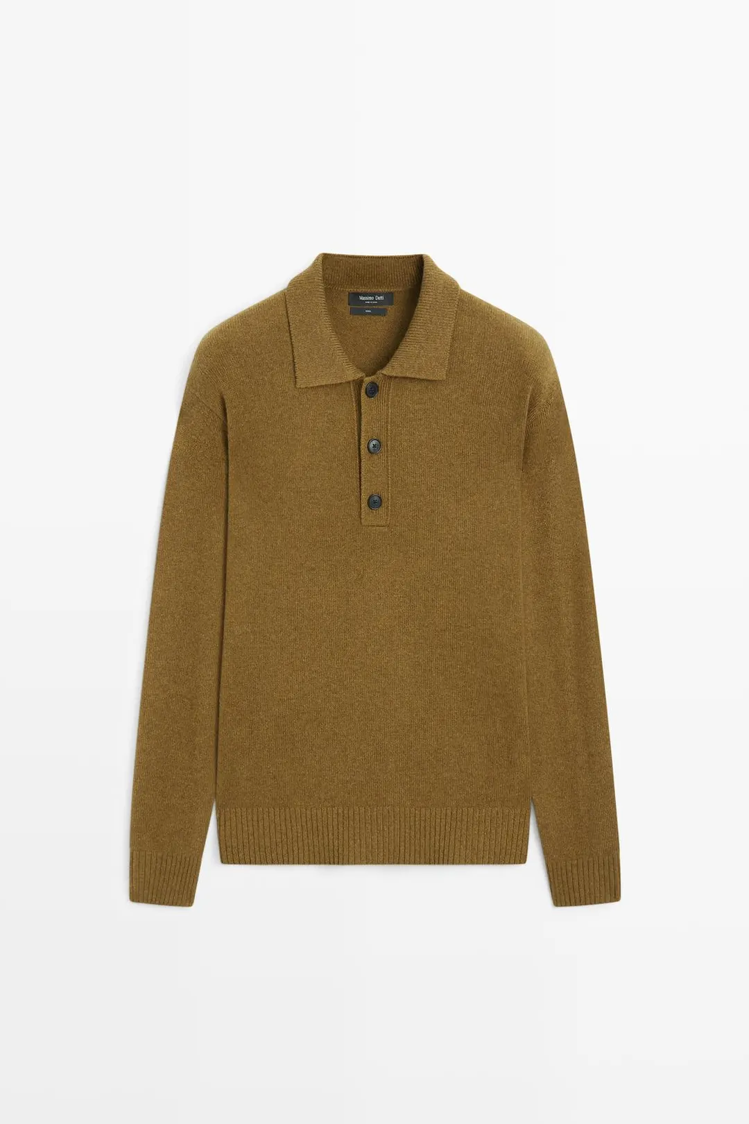 Свитер-поло из 100% шерсти с пуговицами, Massimo Dutti