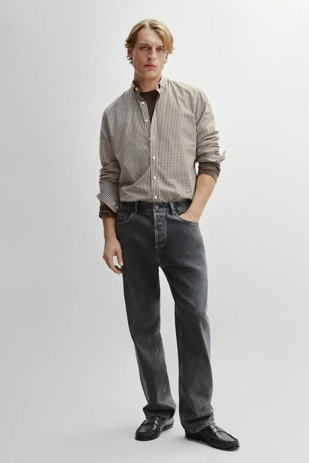 Рубашка прямого кроя в клетку, Massimo Dutti