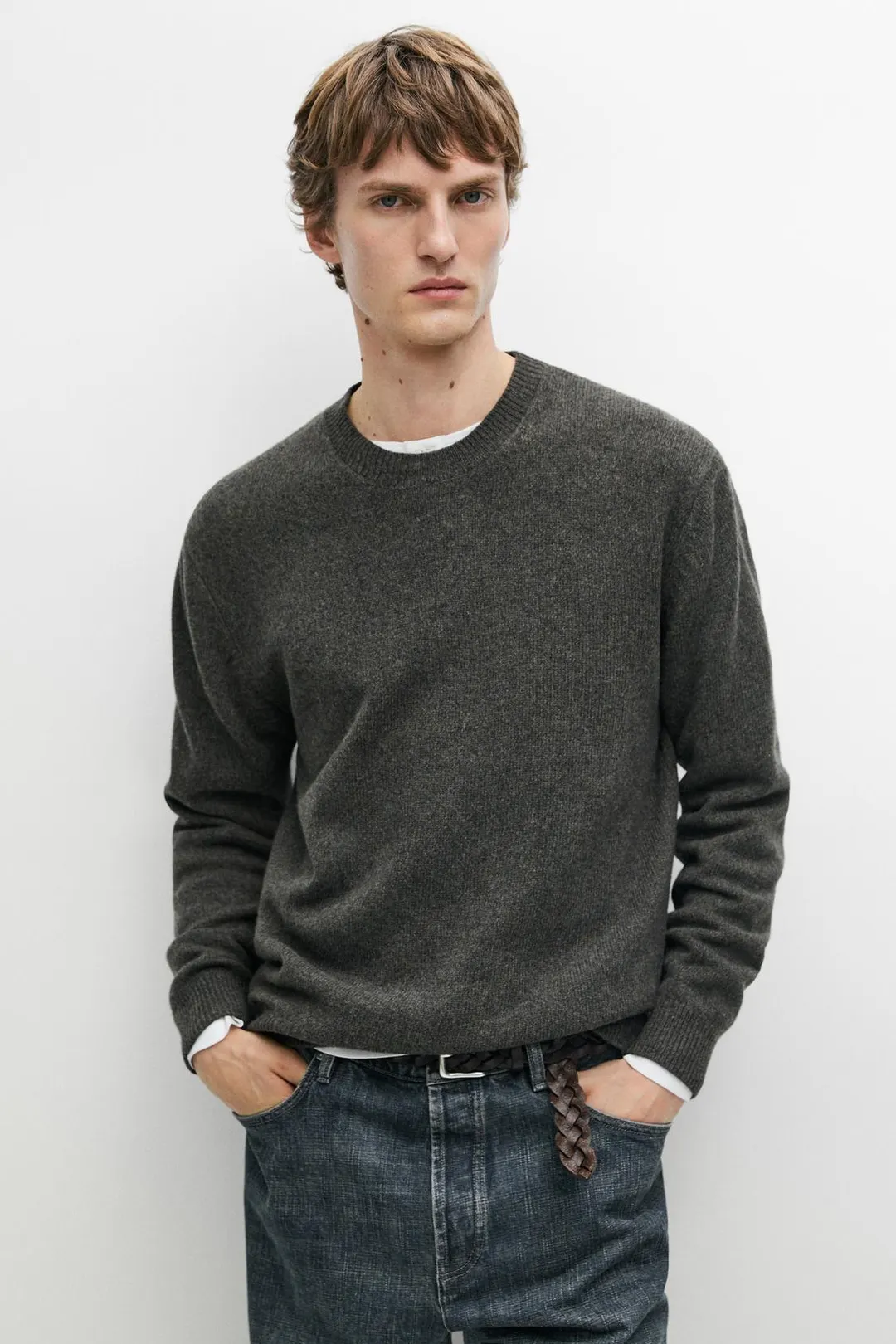 Свитер из 100% шерсти из пряжи мулине, Massimo Dutti