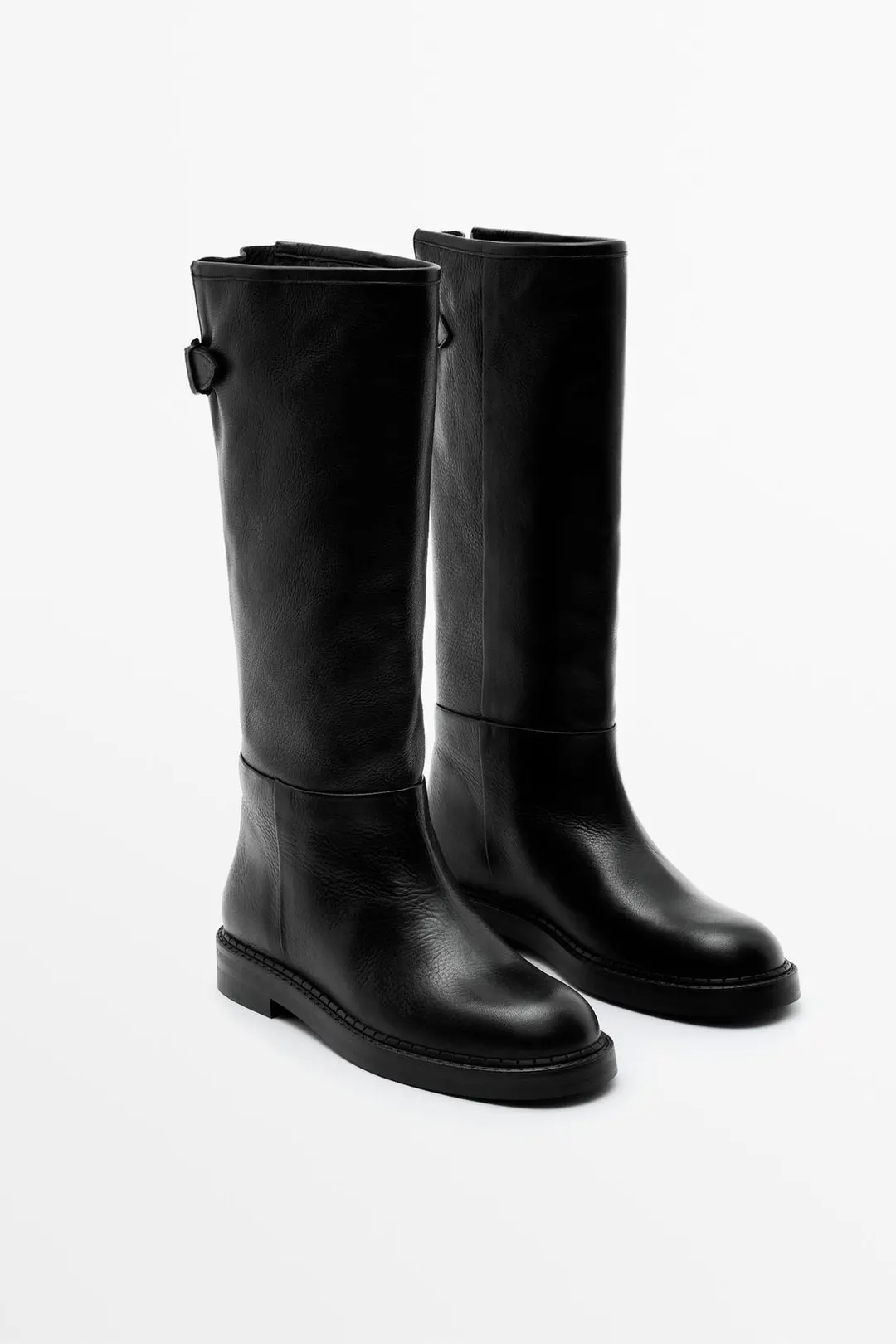 Кожаные сапоги с пряжками, Massimo Dutti