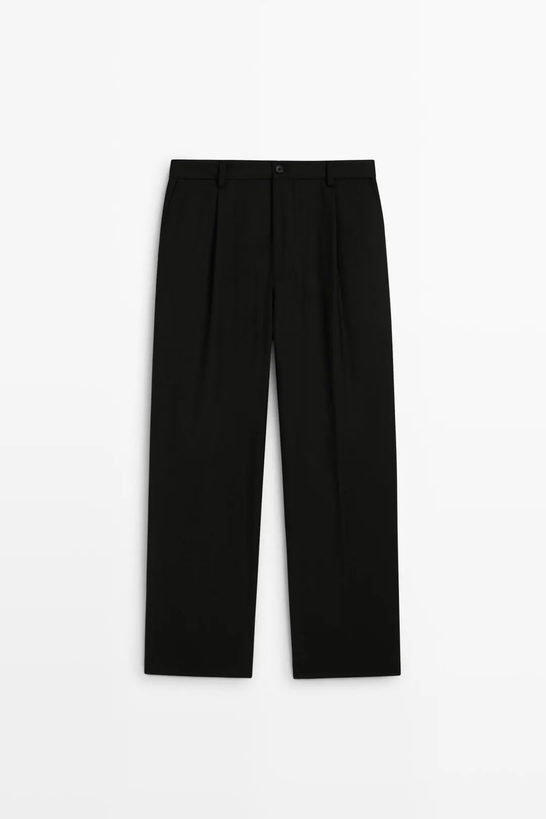 Брюки свободного кроя из 100% шерсти с защипами, Massimo Dutti