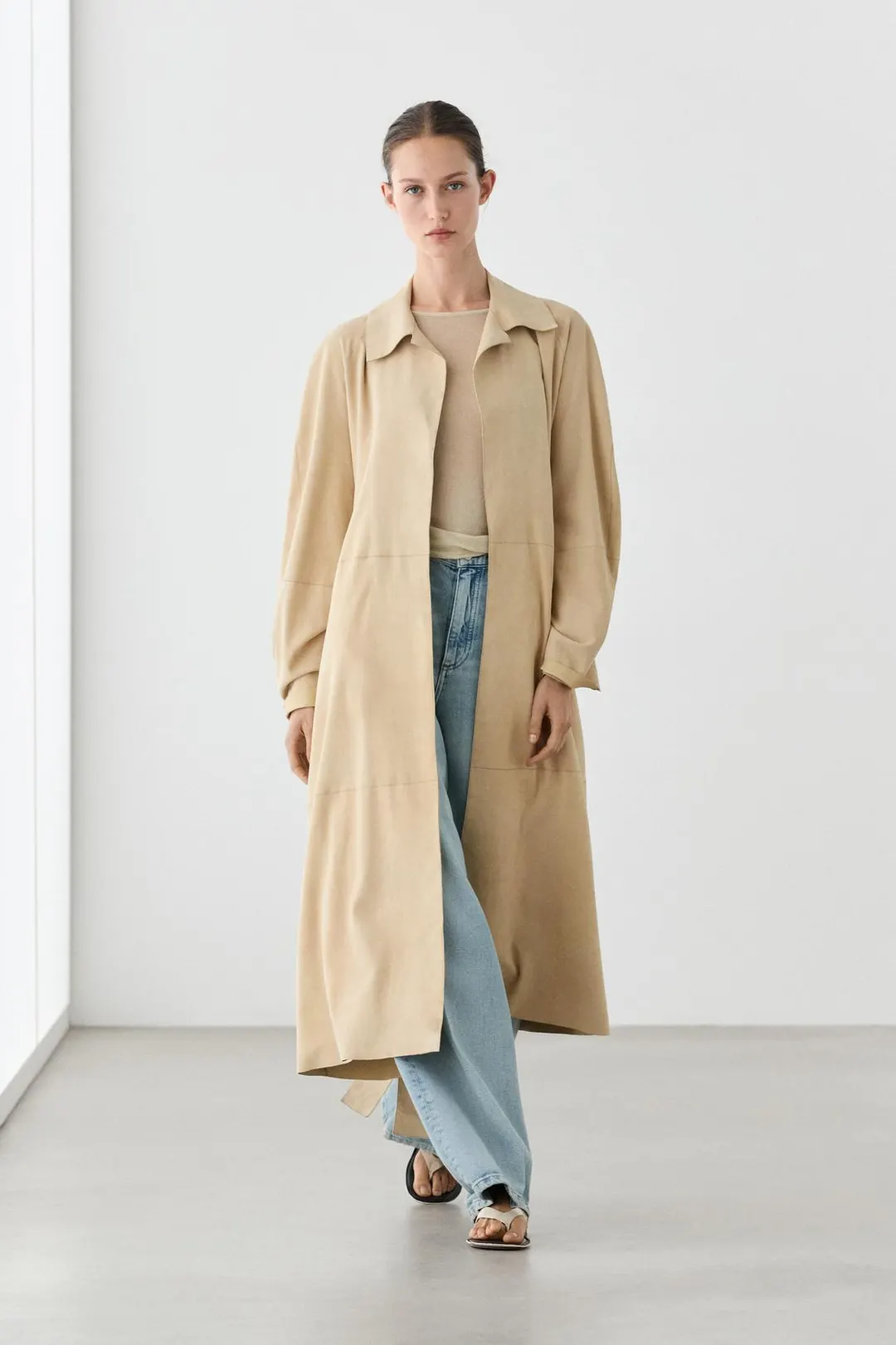 Длинное замшевое пальто, Massimo Dutti