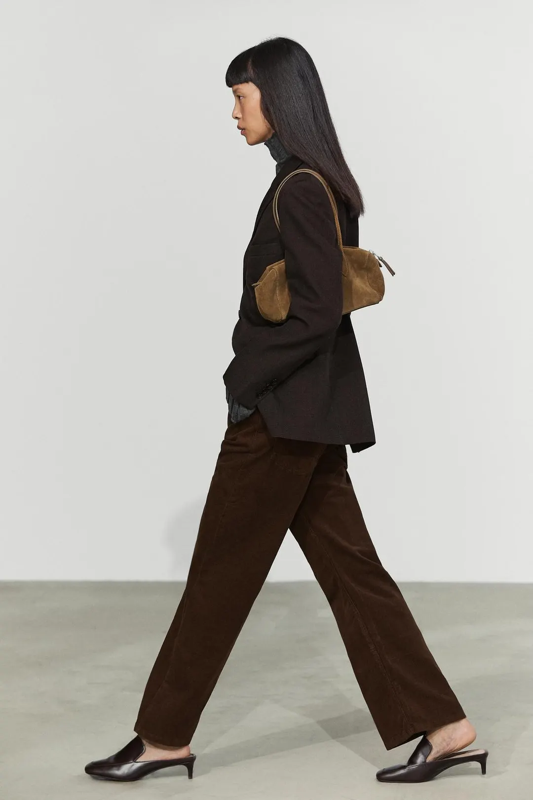 Брюки клеш из микровельвета, Massimo Dutti