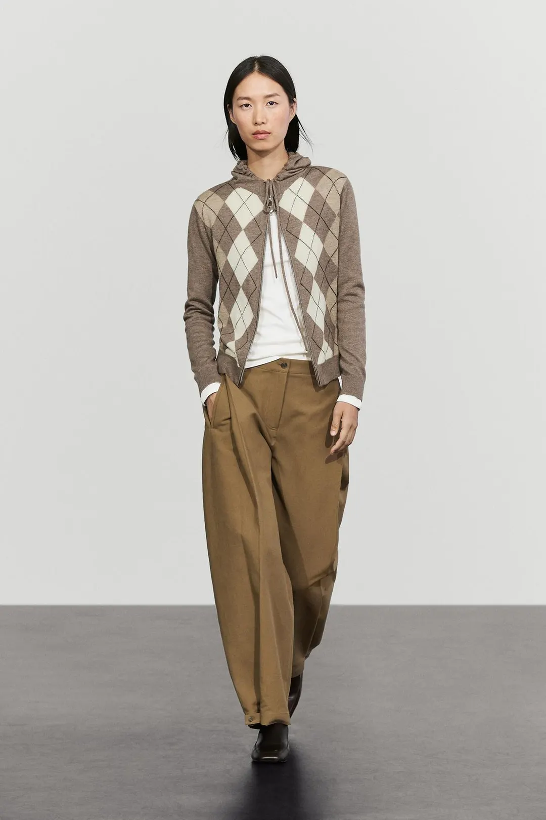 Кардиган вязаный с капюшоном на молнии, Massimo Dutti