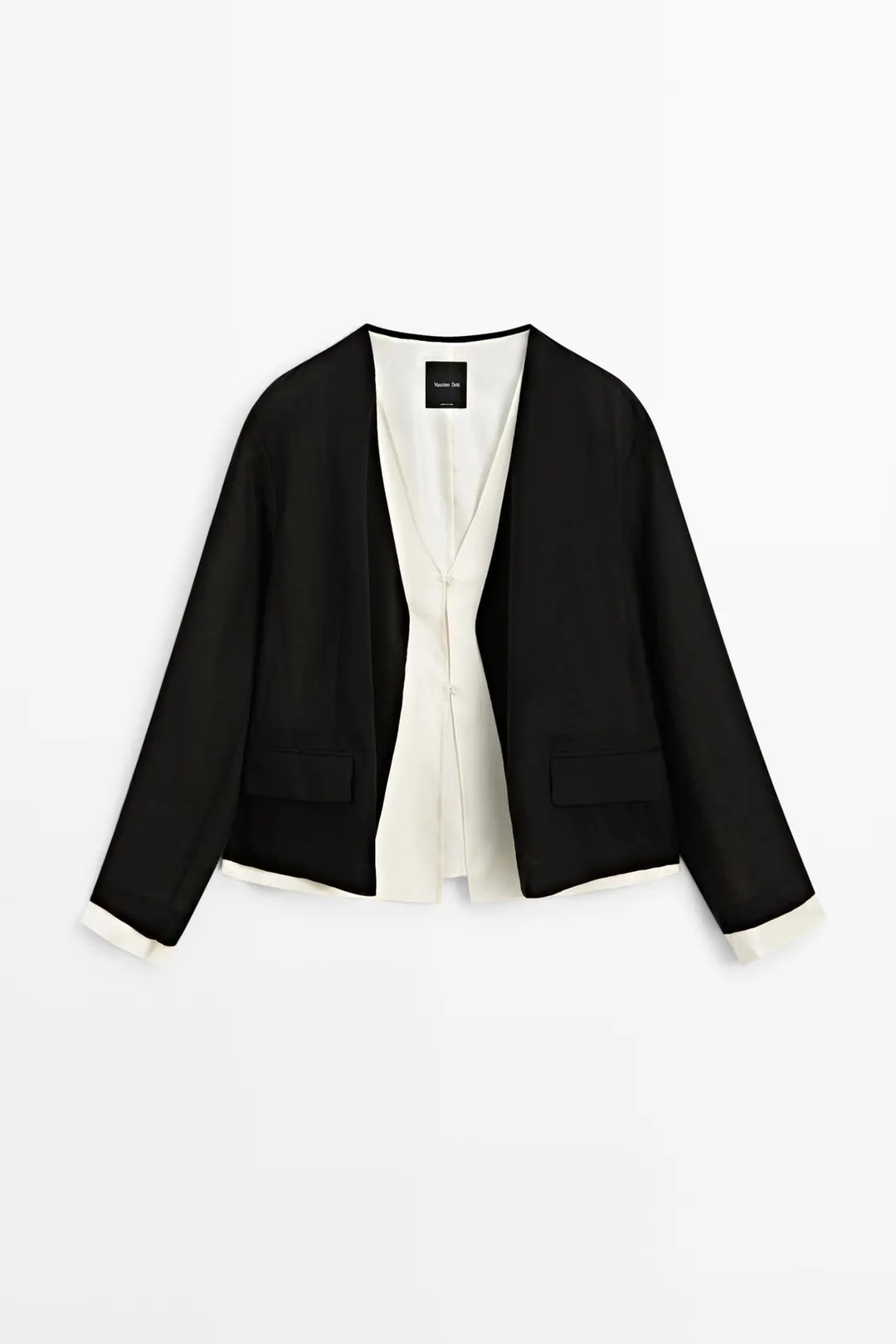 Контрастная двухслойная куртка для цельного образа, Massimo Dutti