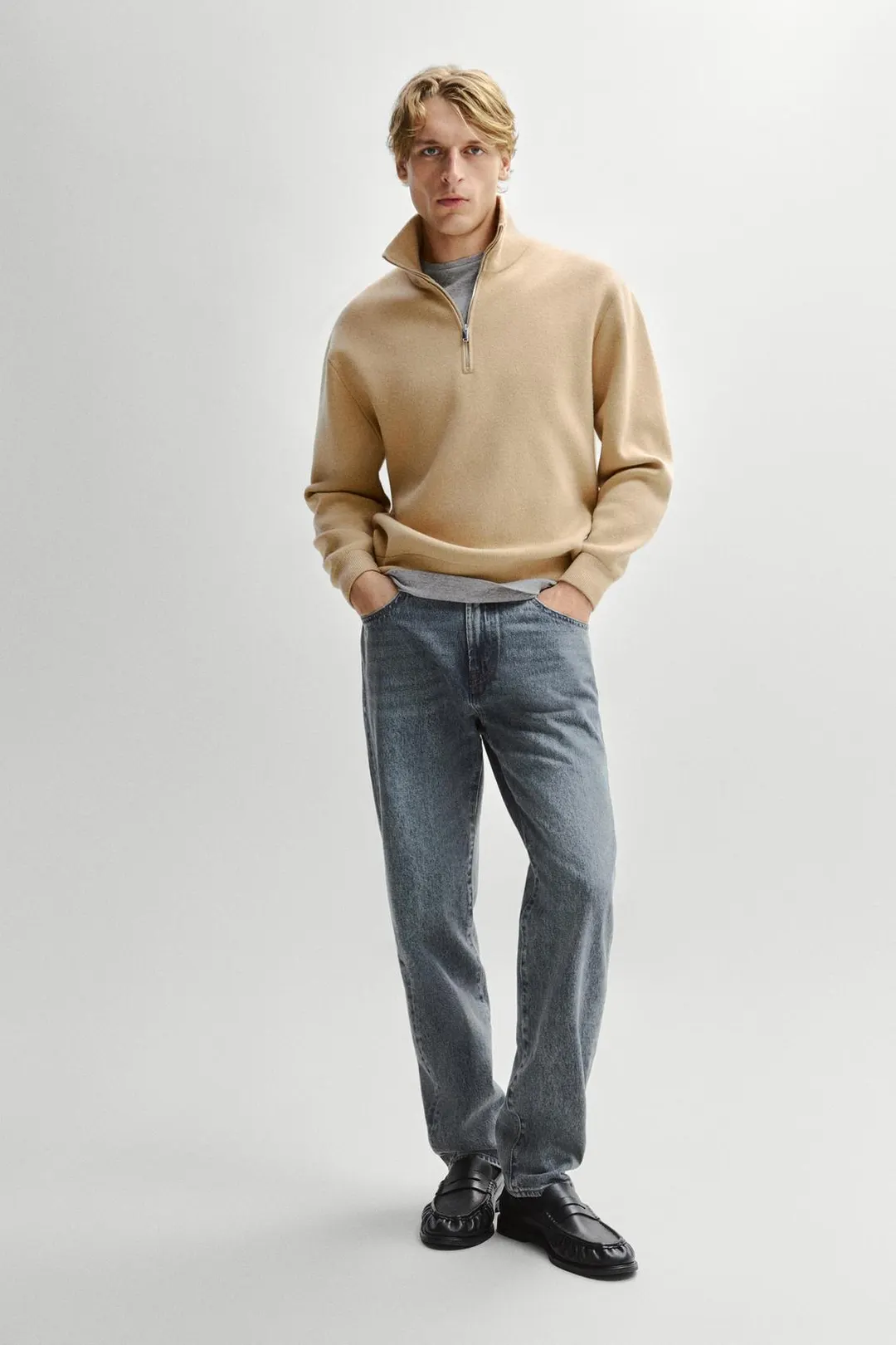 Свитер шерстяной с воротником-стойкой, Massimo Dutti