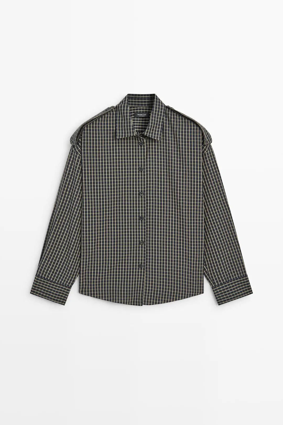 Рубашка в клетку из 100% хлопка с акцентом на плечах, Massimo Dutti