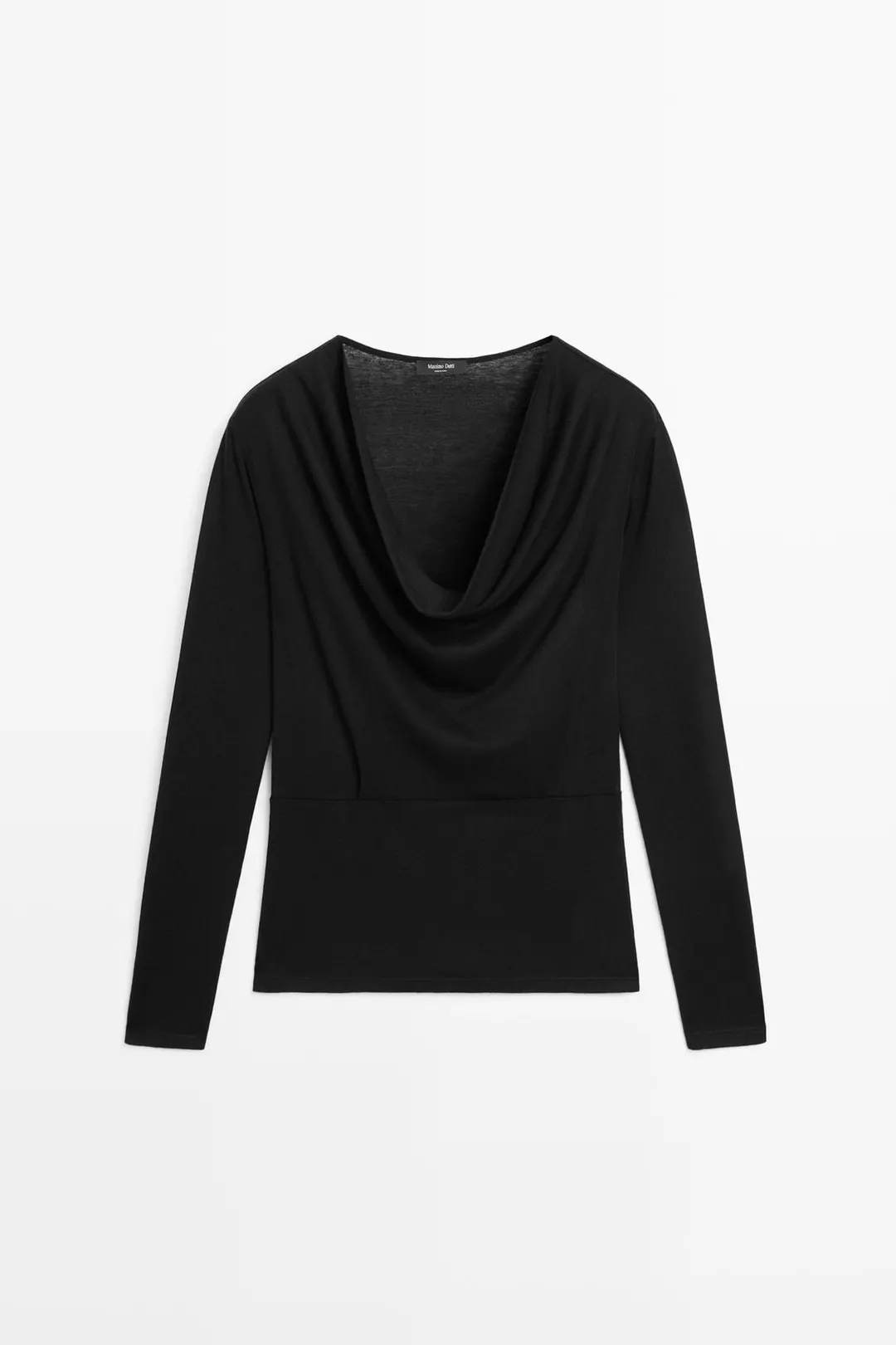 Топ с длинными рукавами и драпированным вырезом, Massimo Dutti