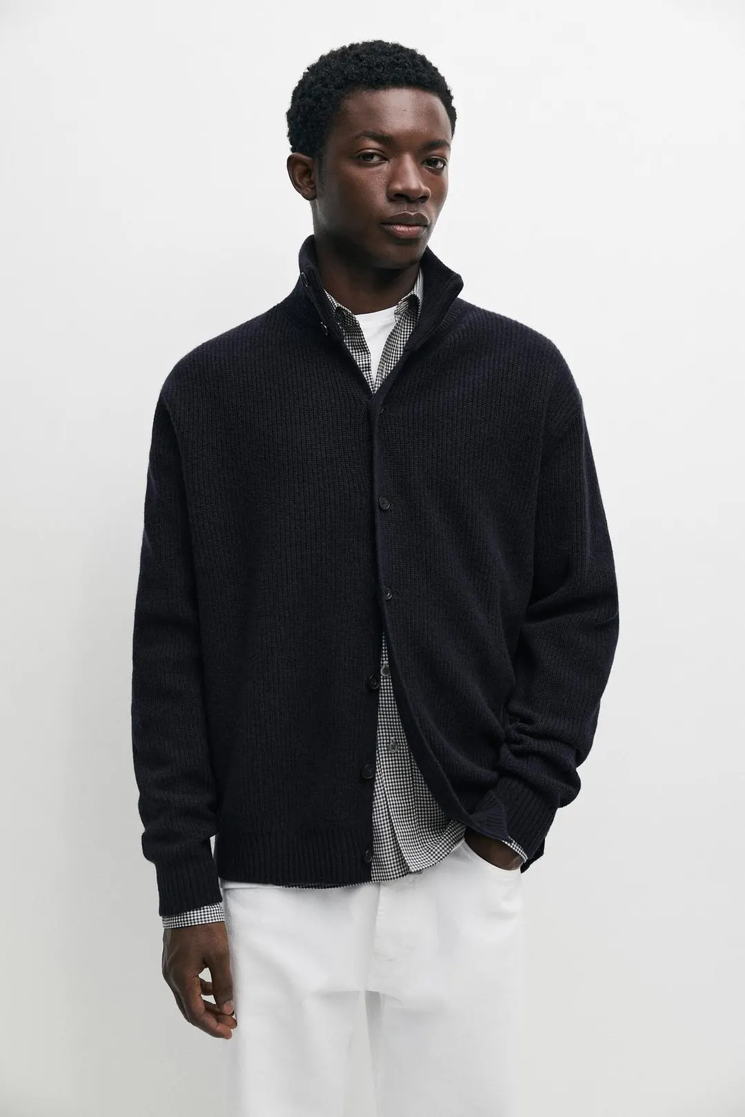 Вязаный кардиган на пуговицах из смесовой шерсти, Massimo Dutti