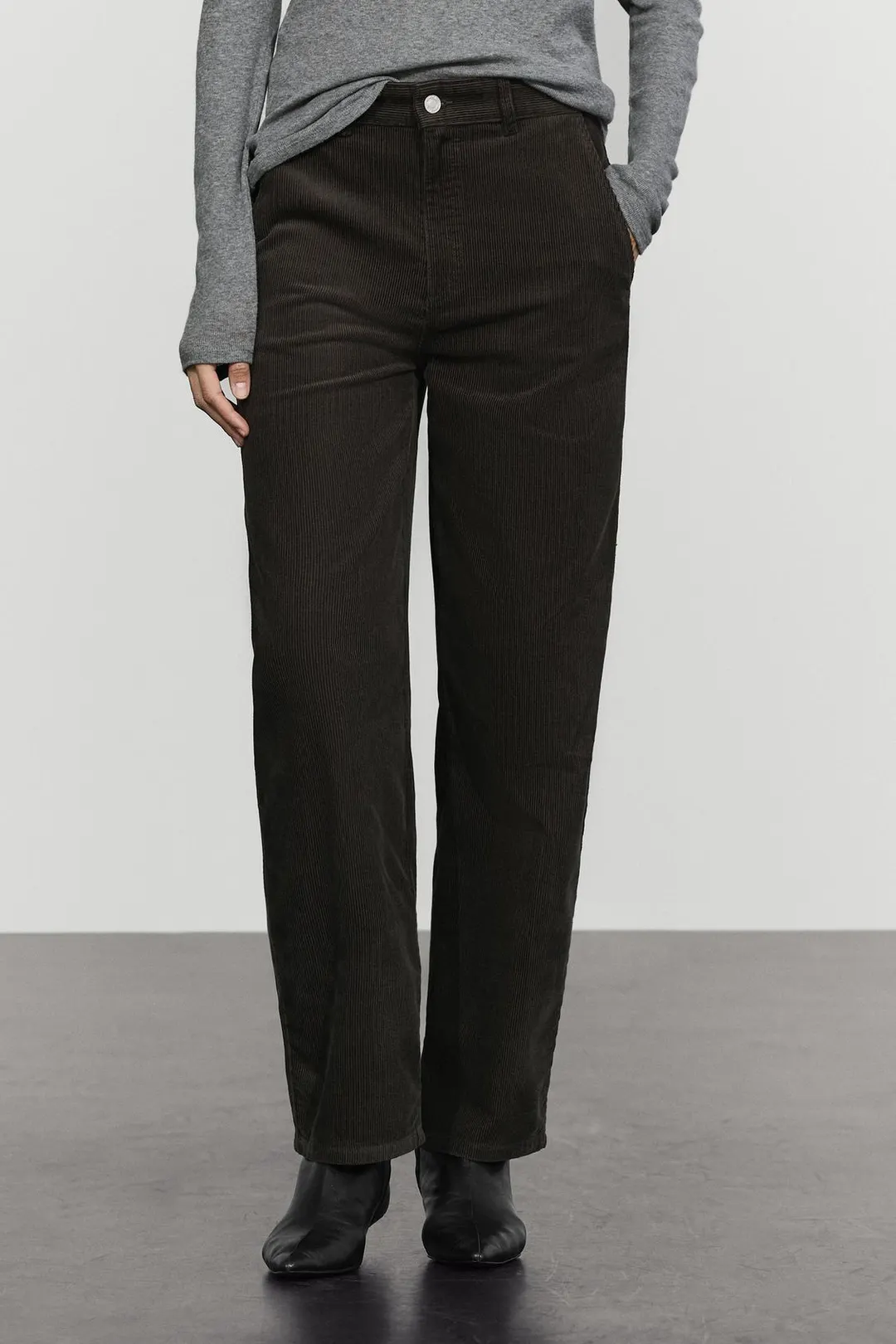Вельветовые брюки кроя barrel, Massimo Dutti