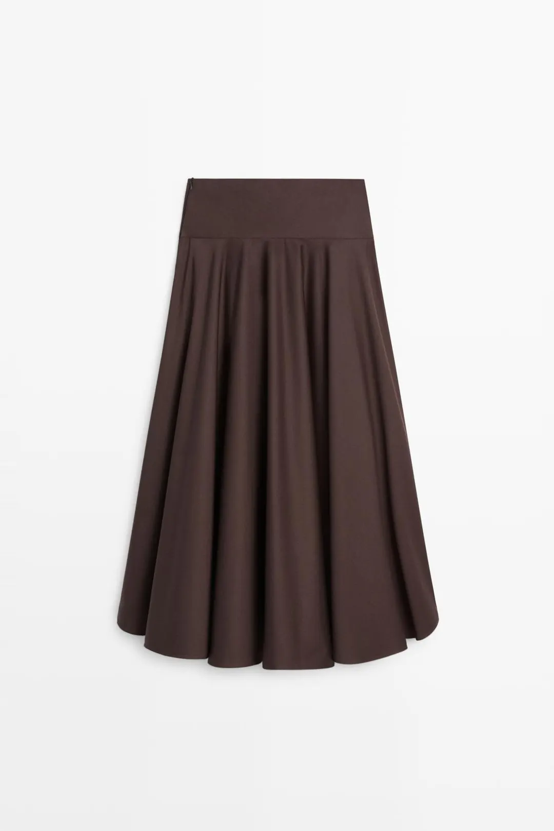 Юбка миди с воланом и кокеткой, Massimo Dutti