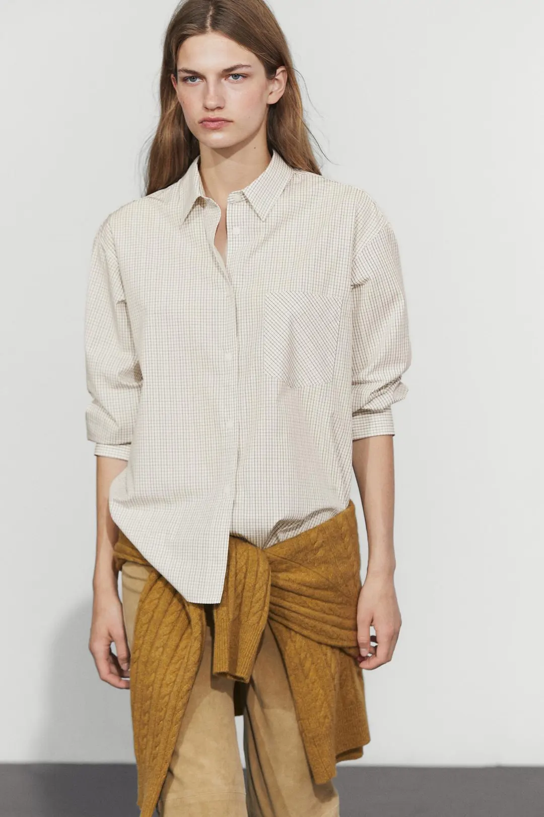 Рубашка в клетку из 100% хлопка, Massimo Dutti