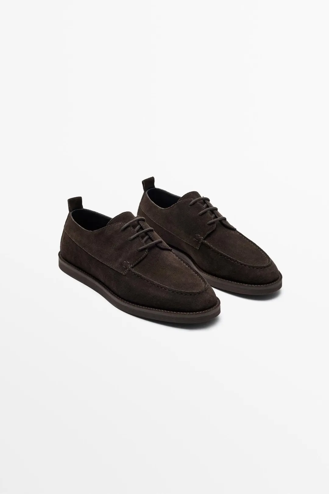 Туфли из прошитого замшевого спилка, Massimo Dutti