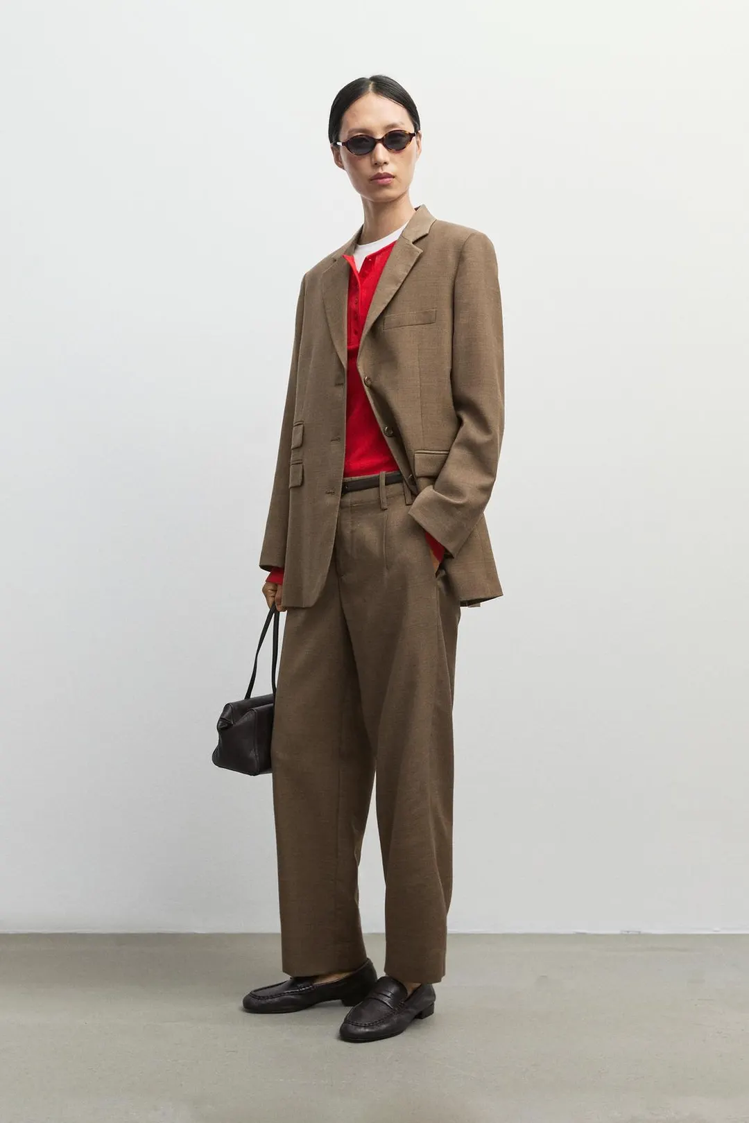 Костюмные брюки из 100% меланжевой шерсти, Massimo Dutti