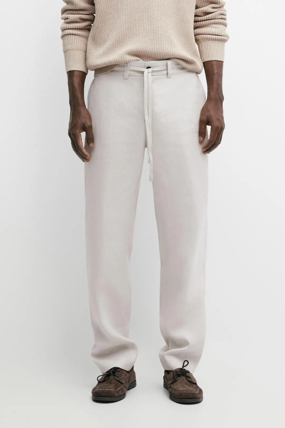 Брюки из 100% льна с эластичным поясом, Massimo Dutti