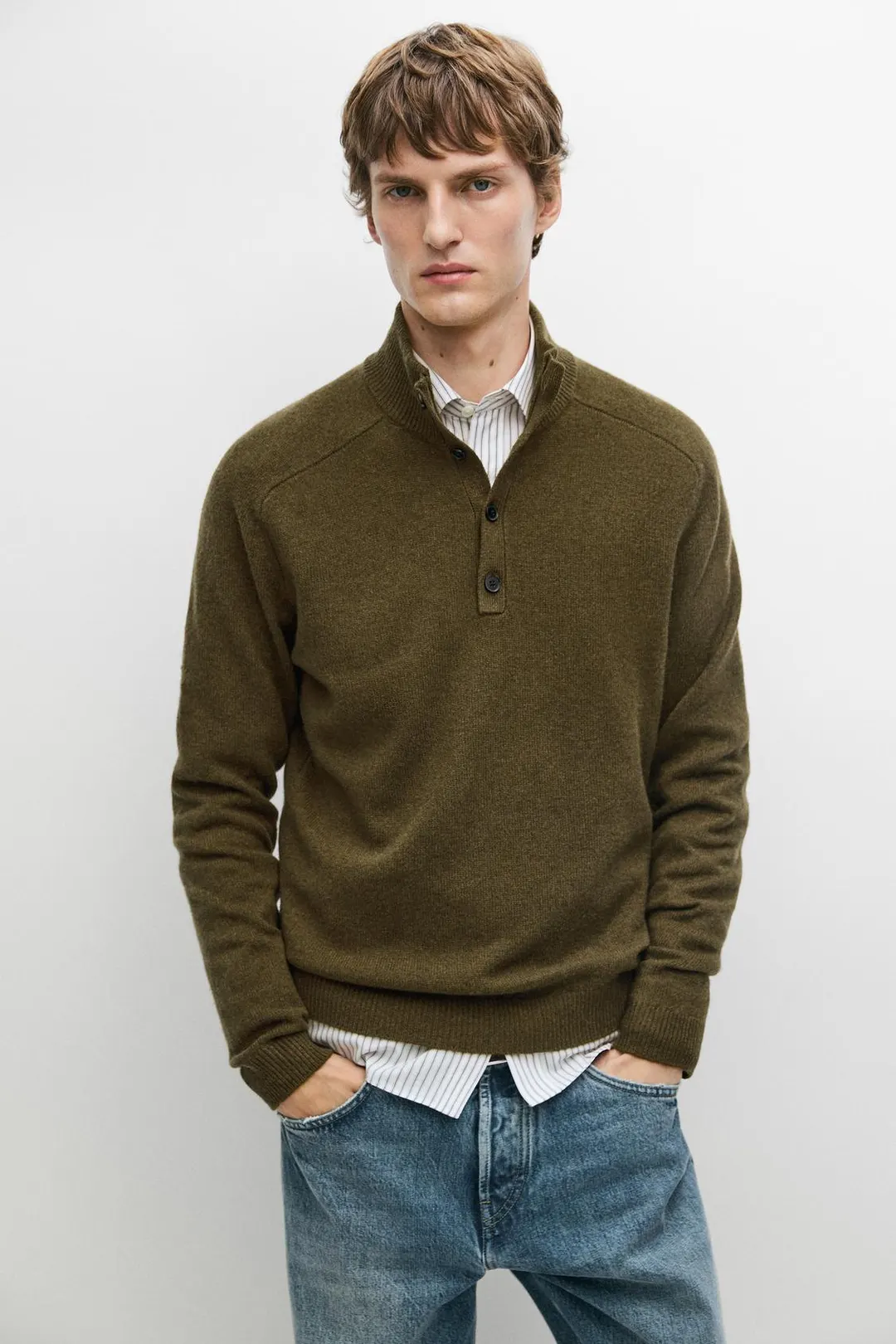 Свитер из смесовой шерсти с воротником-стойкой, Massimo Dutti