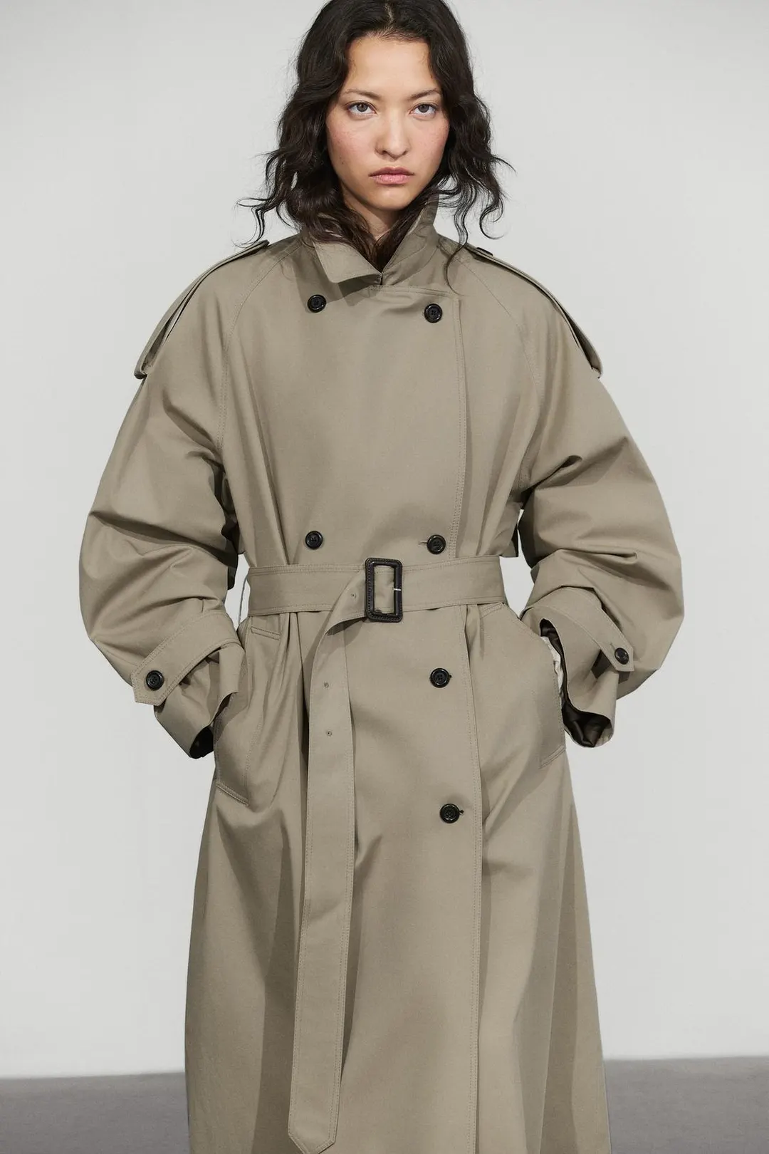 Тренч двубортный, Massimo Dutti