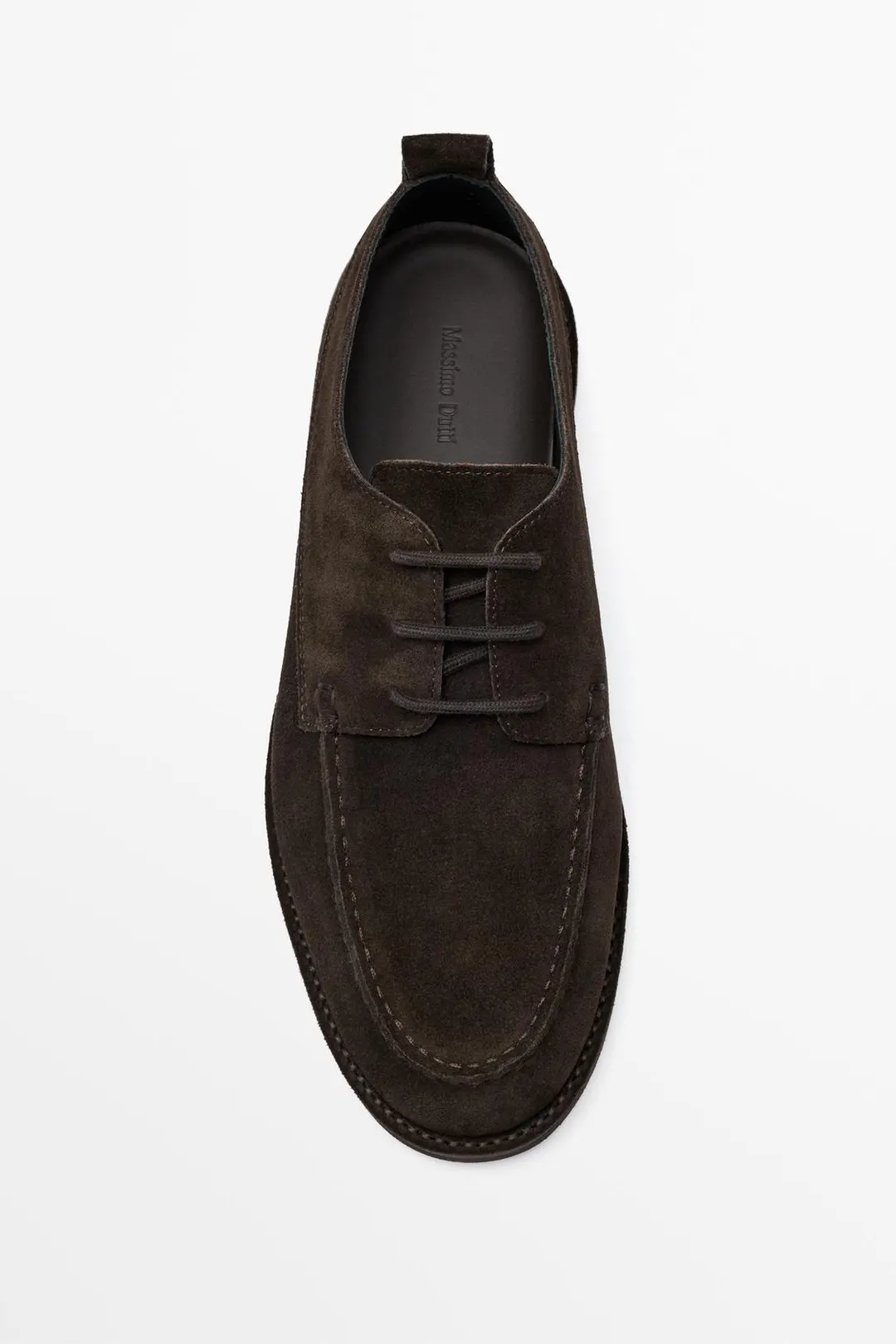 Туфли из прошитого замшевого спилка, Massimo Dutti