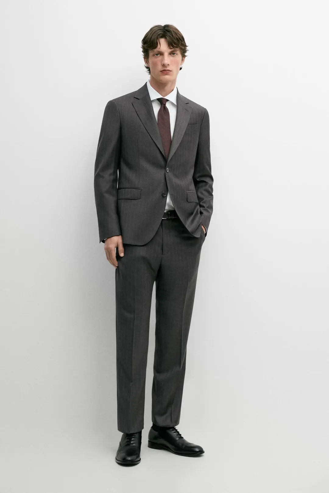 Пиджак костюмный в полоску из 100% шерсти, Massimo Dutti