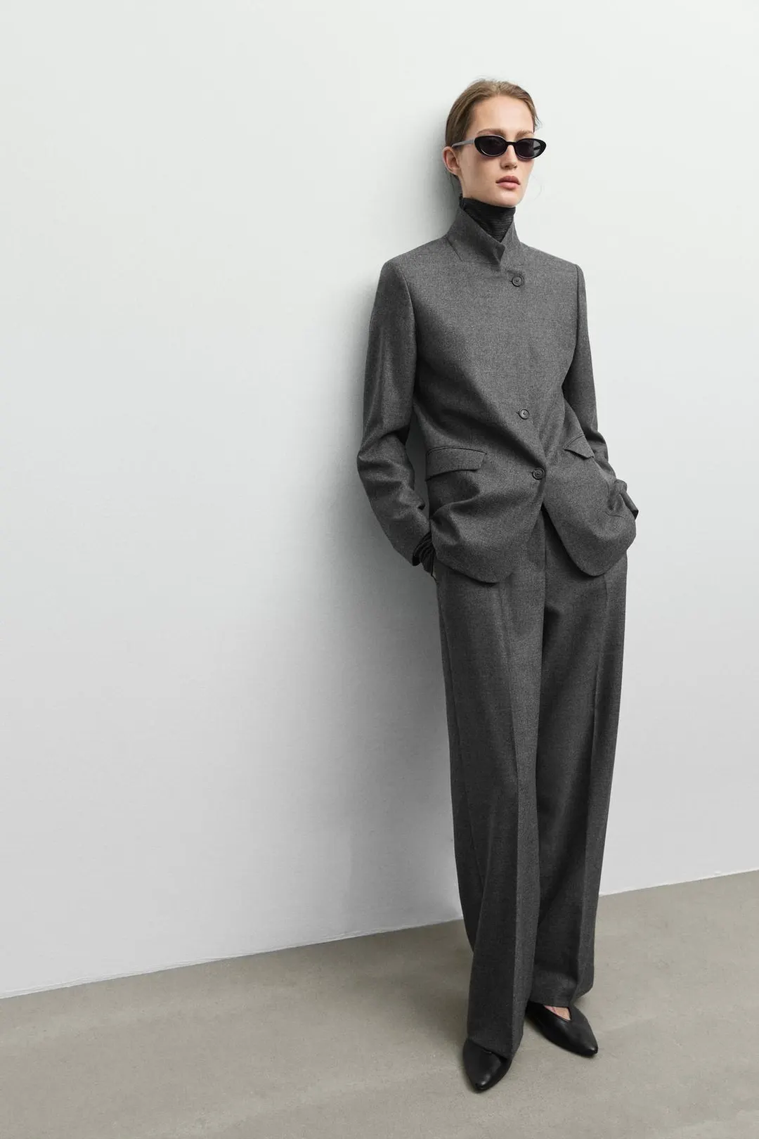Брюки костюмные из фланели из 100% шерсти, Massimo Dutti