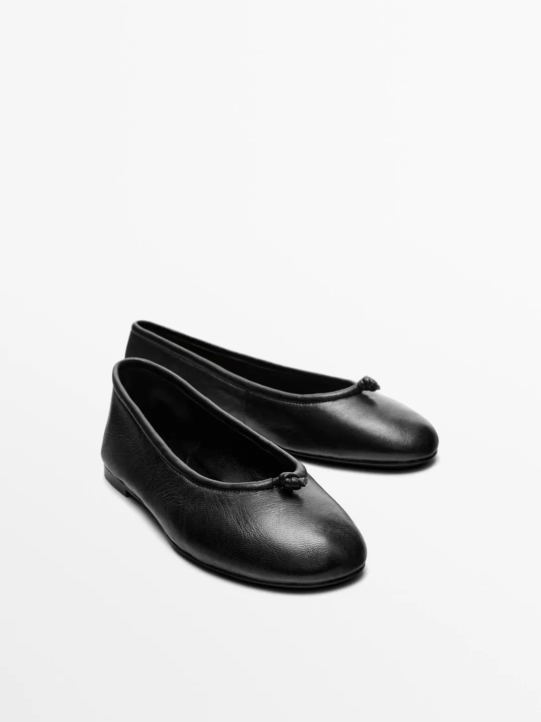 Кожаные балетки с узлом, Massimo Dutti