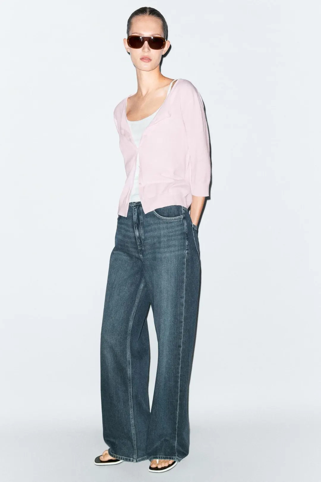 Кардиган из смесового хлопка с вырезом лодочкой, Massimo Dutti
