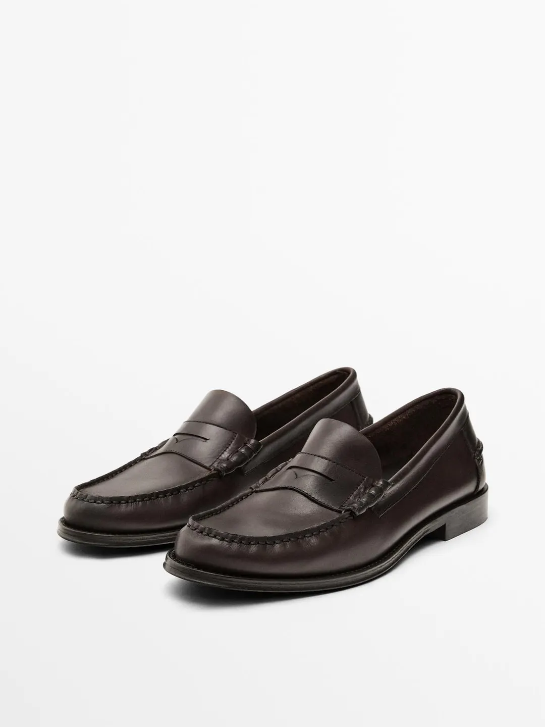 Лоферы пенни из мягкой промасленной кожи, Massimo Dutti