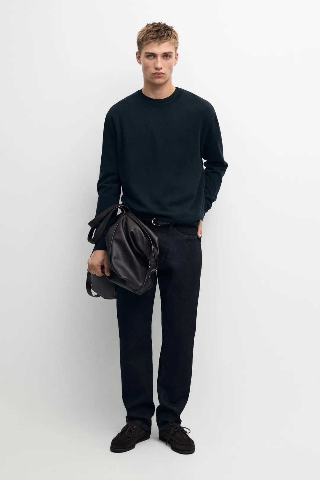 Вязаный свитер из 100% кашемира с круглым вырезом, Massimo Dutti