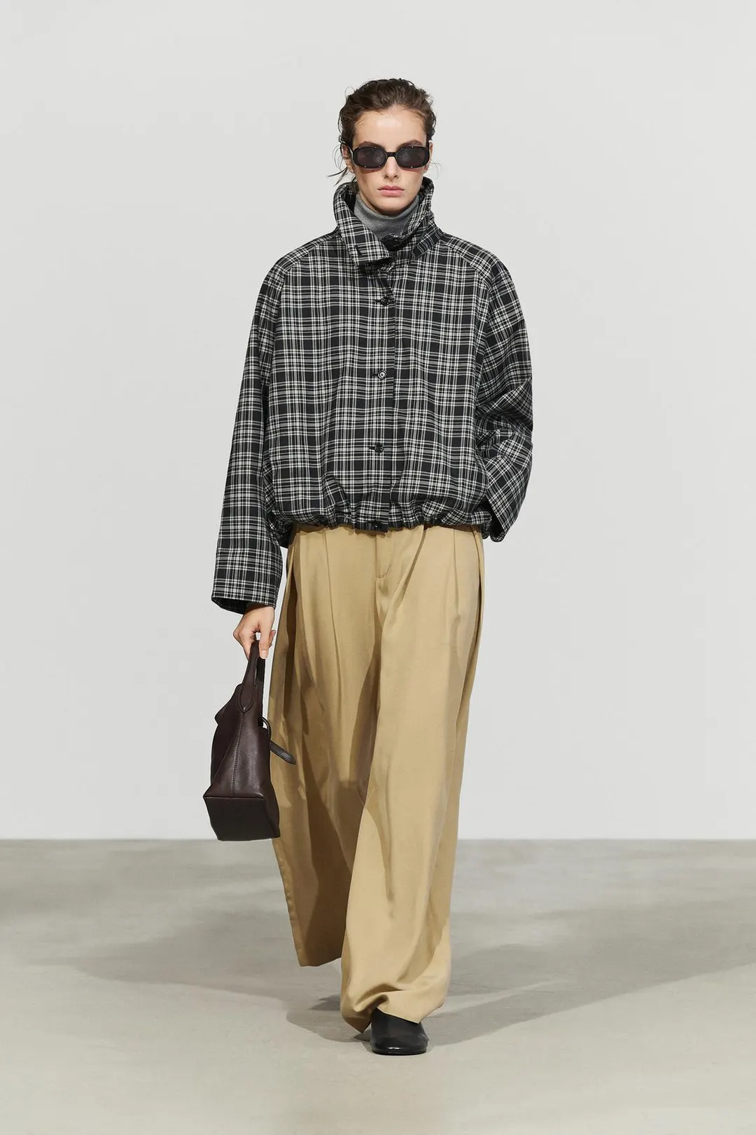 Клетчатый бомбер оверсайз, Massimo Dutti