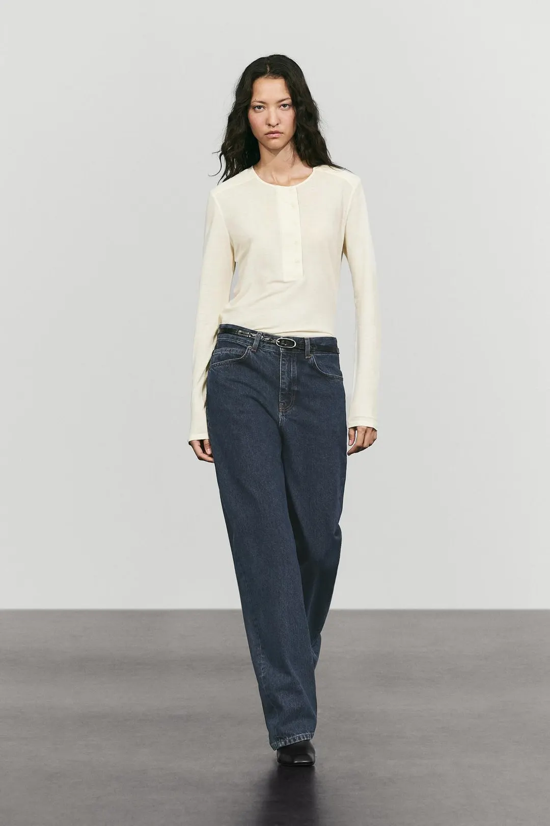 Футболка хенли из смесового хлопка, Massimo Dutti
