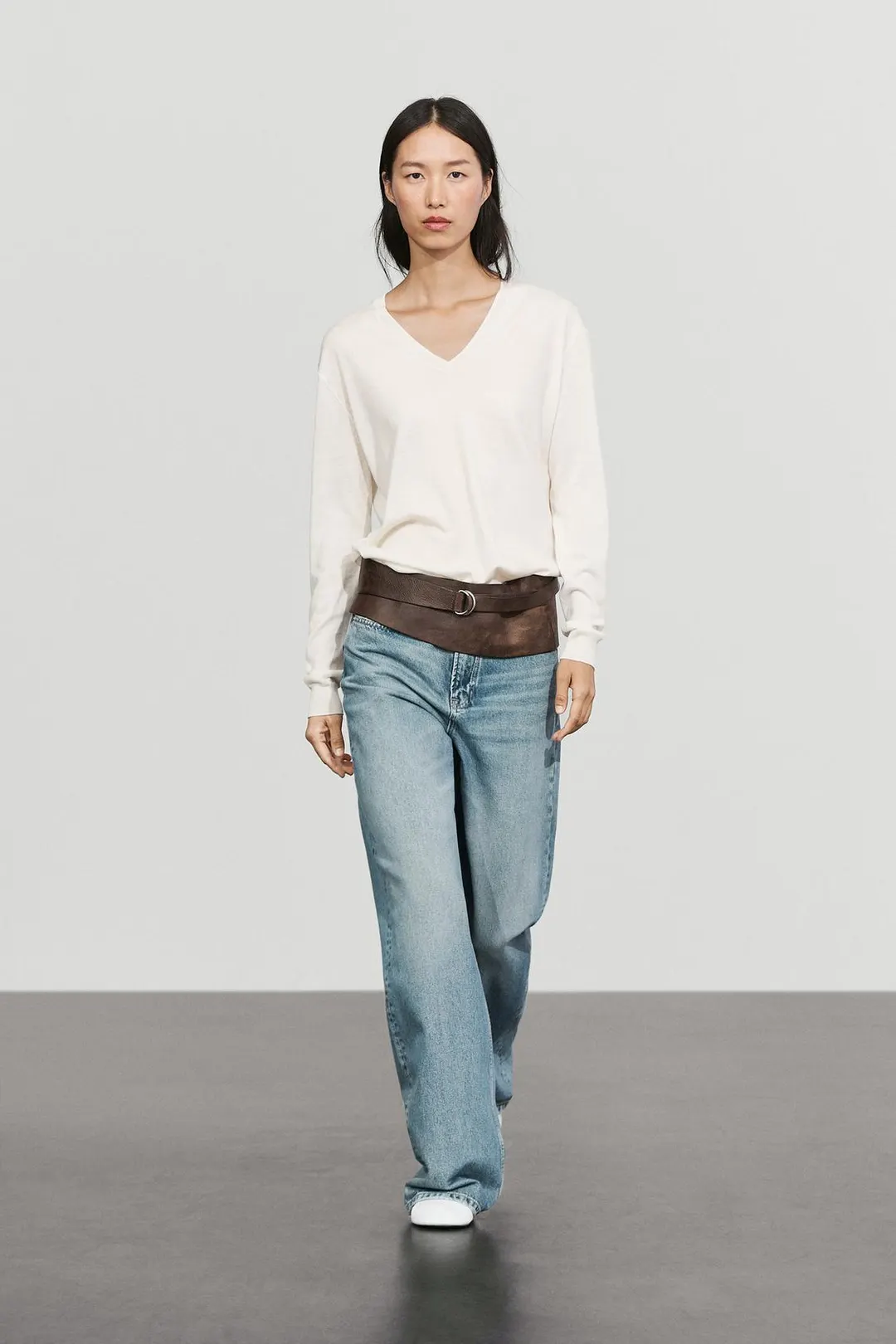 Свитер вязаный с V-образным вырезом, Massimo Dutti