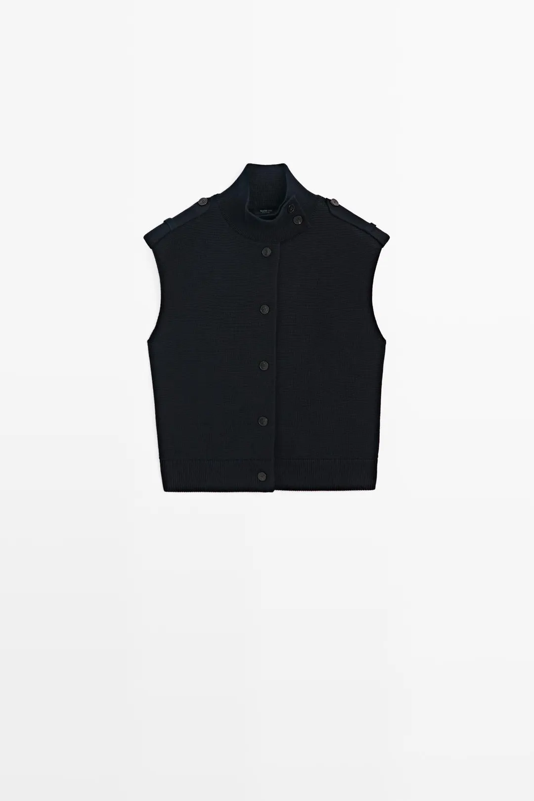 Жилет вязаный с воротником-стойкой из 100% хлопка, Massimo Dutti